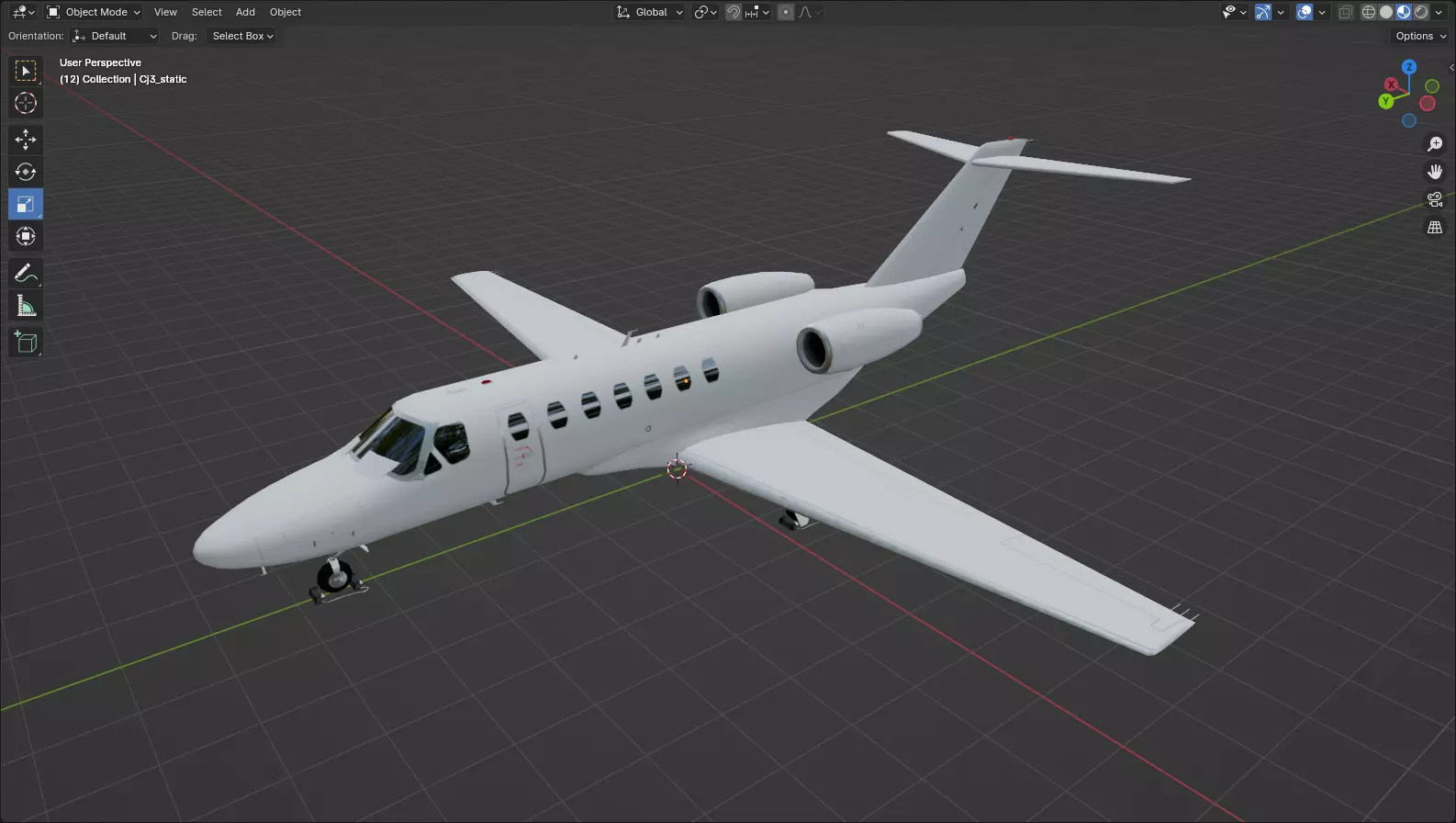 Cessna Citation CJ3 blank texture jet PBR Low-poly 3D model_15