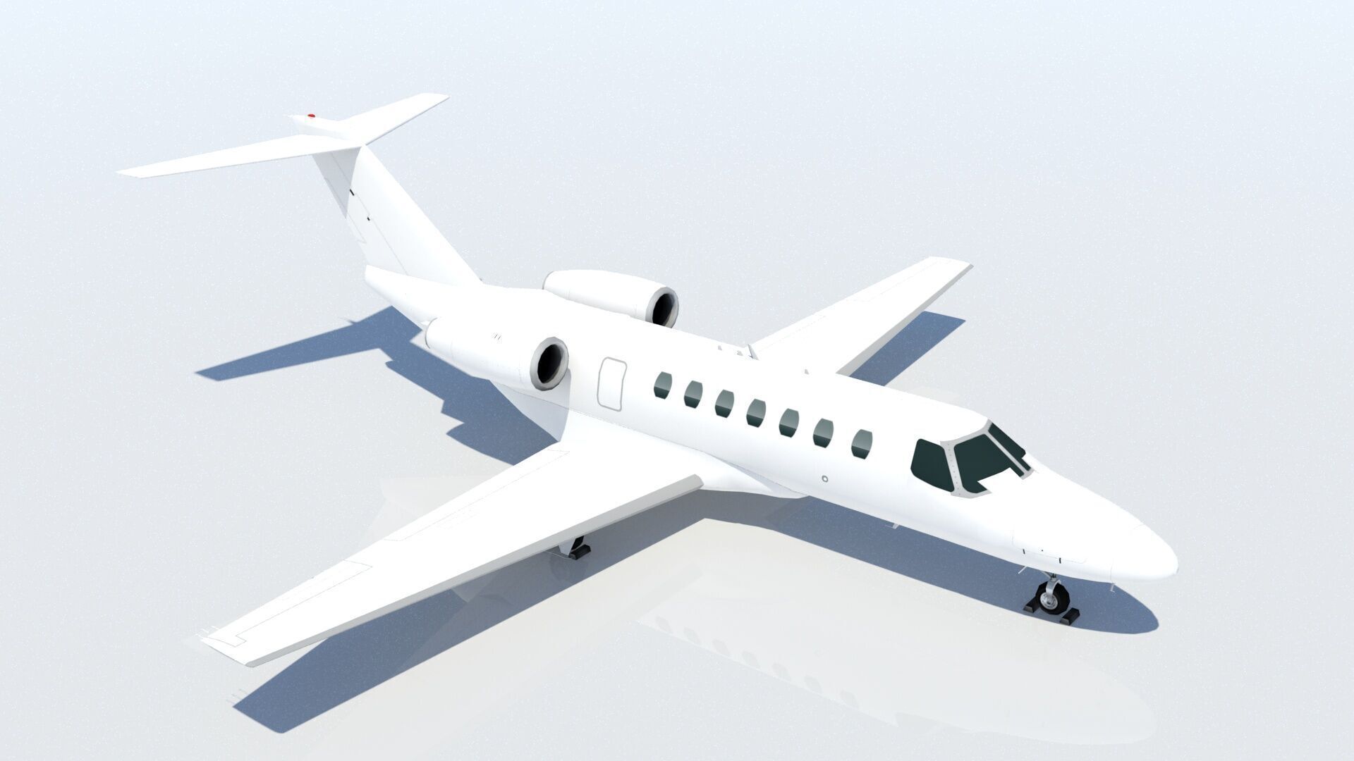 Cessna Citation CJ3 blank texture jet PBR Low-poly 3D model_5