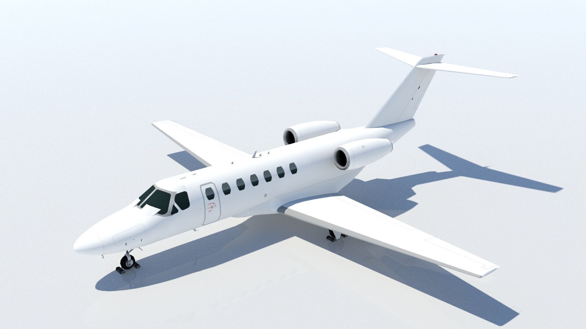 Cessna Citation CJ3 blank texture jet PBR Low-poly 3D model_3