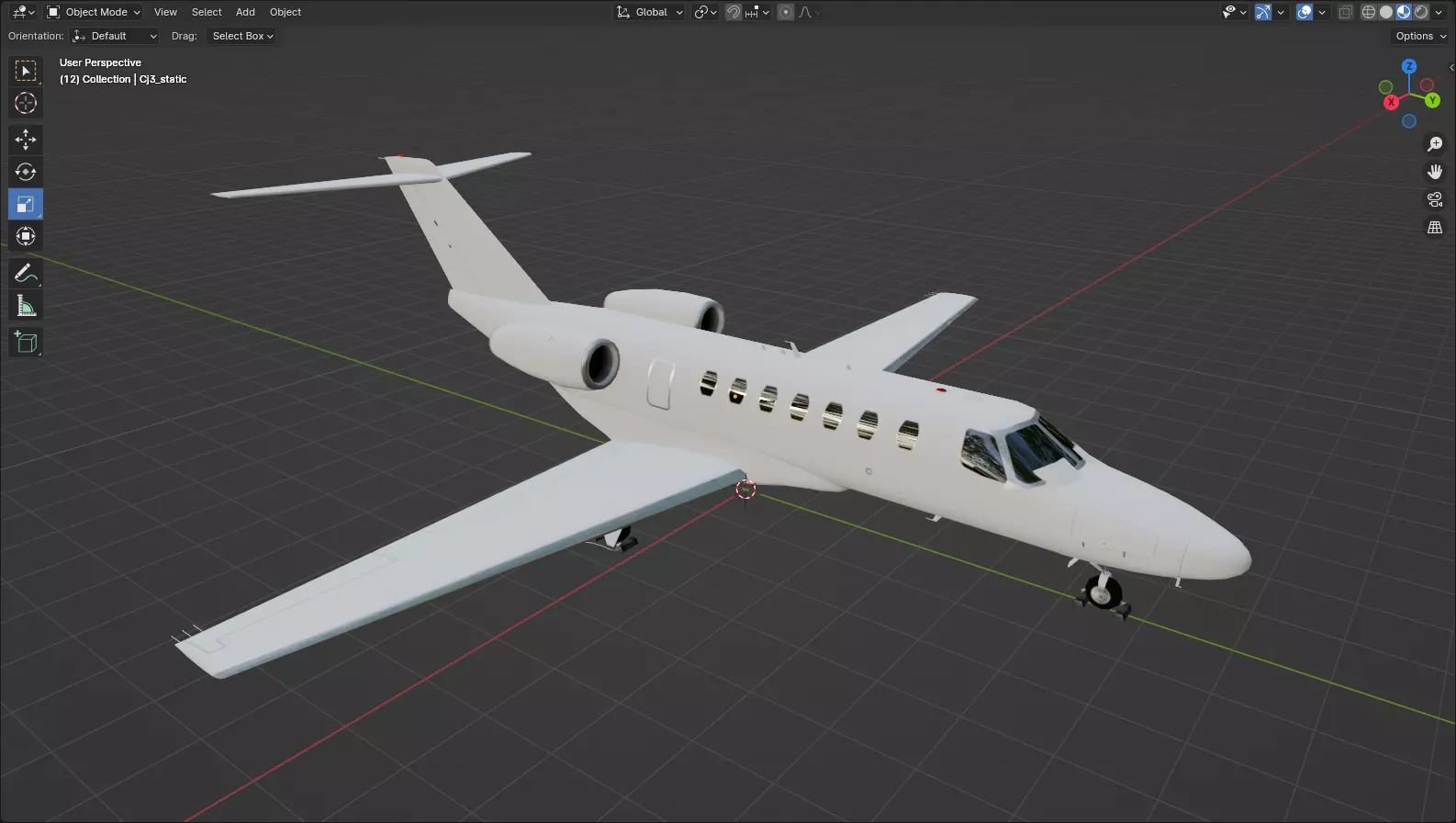 Cessna Citation CJ3 blank texture jet PBR Low-poly 3D model_16