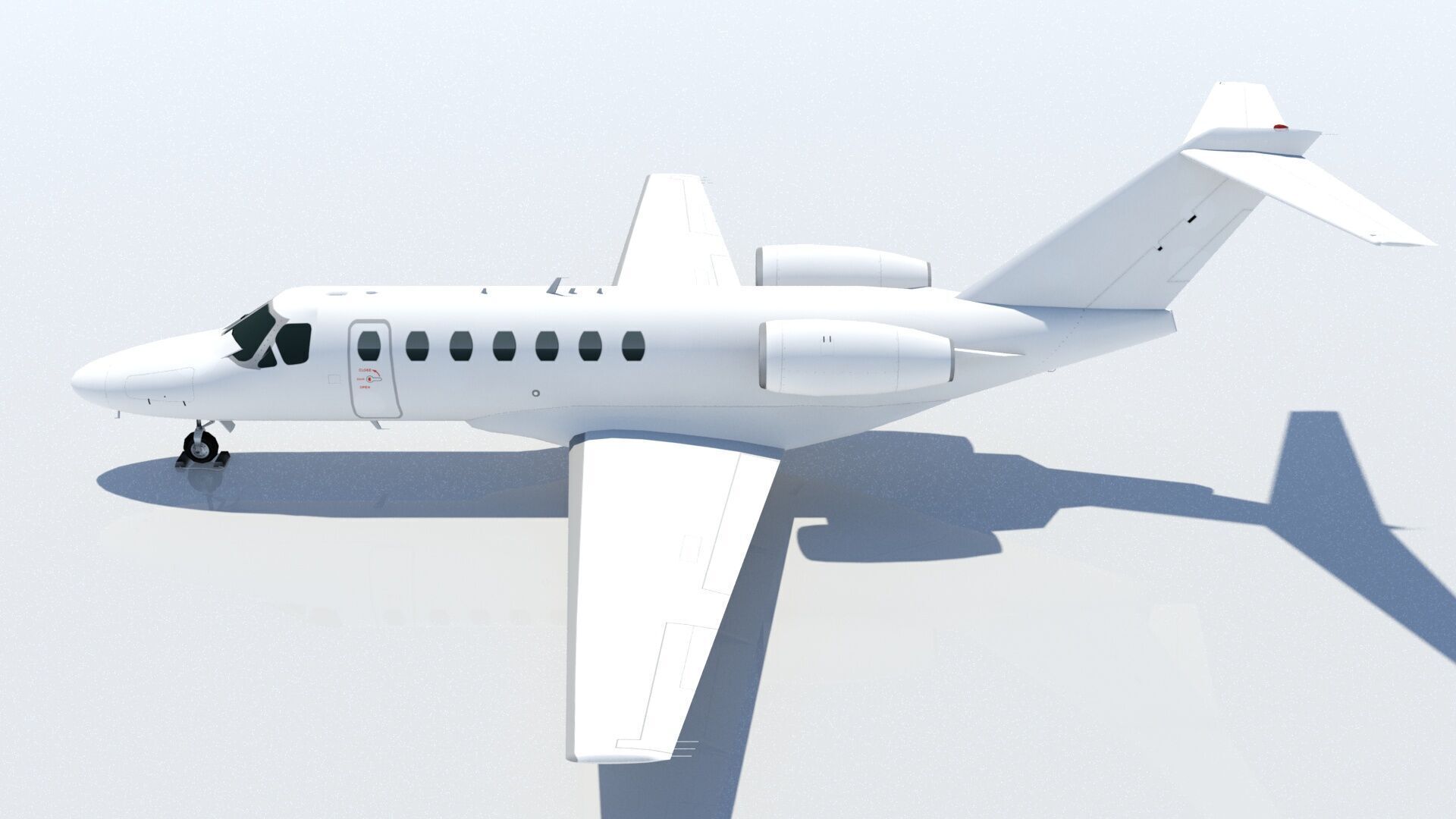 Cessna Citation CJ3 blank texture jet PBR Low-poly 3D model_2