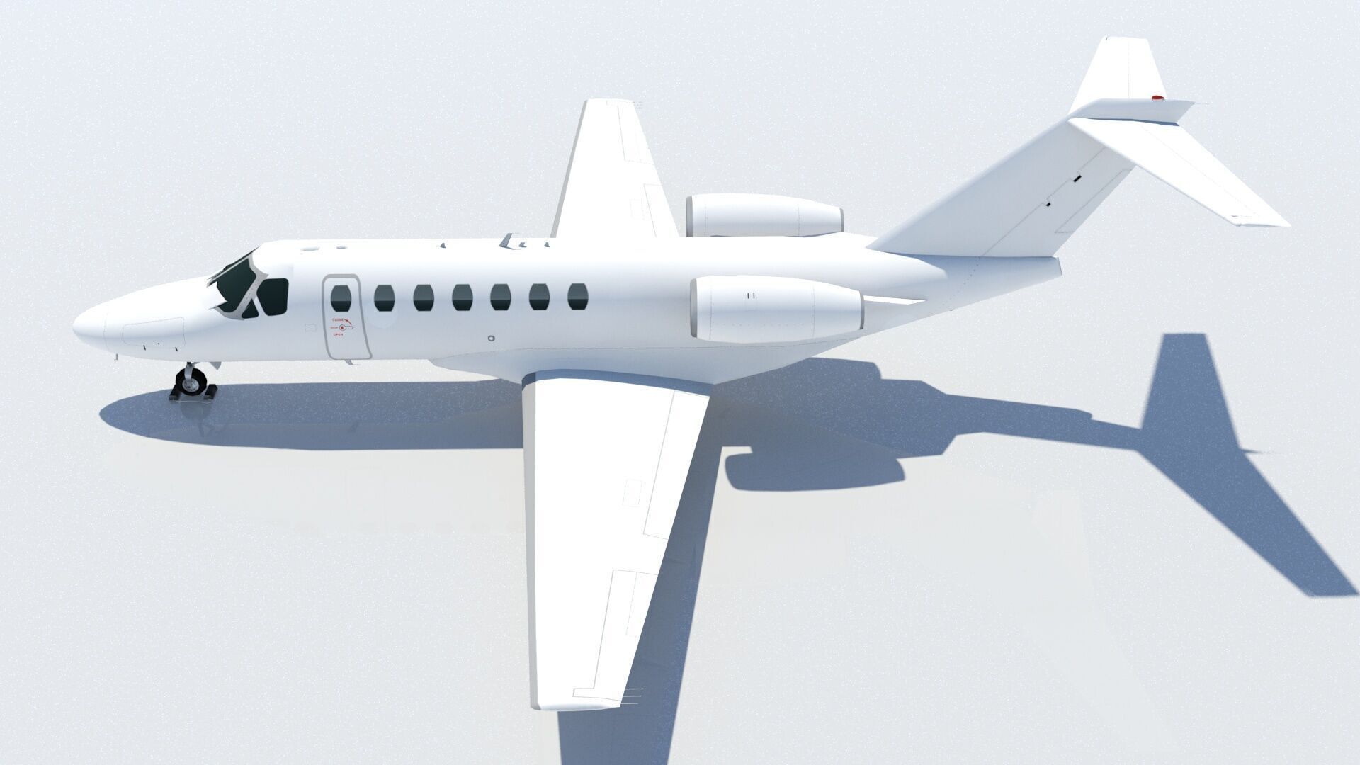 Cessna Citation CJ3 blank texture jet PBR Low-poly 3D model_1