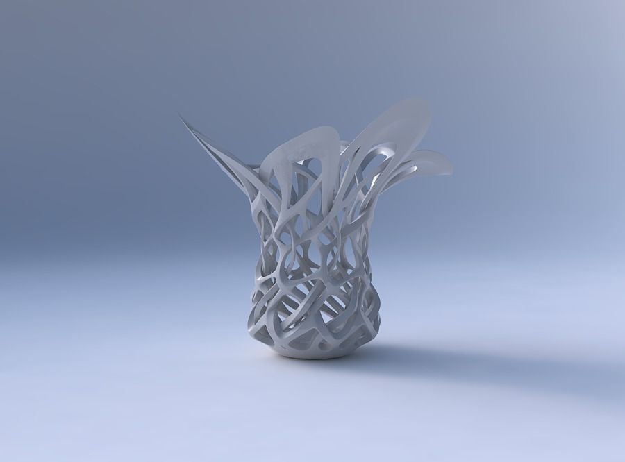 Bowl cylindrical with interlacing sharp edged lattice streche... 3D print model_4