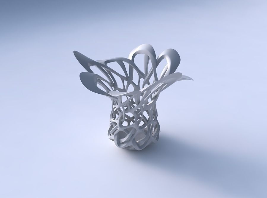 Bowl cylindrical with interlacing sharp edged lattice streche... 3D print model_3