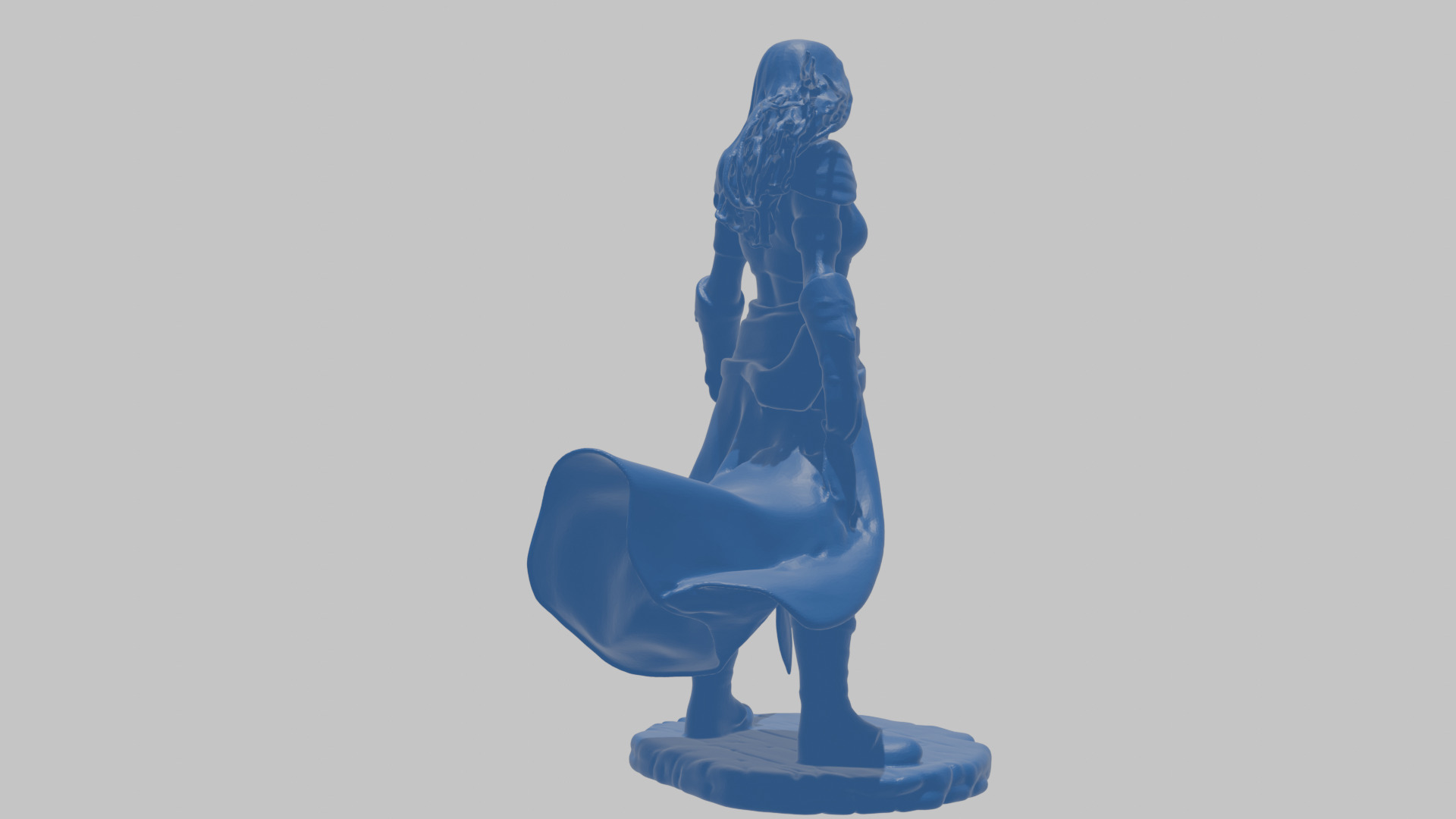 Female Black Hair Barbarian with Bastard Sword - Tabletop Figure Low-poly 3D model_35