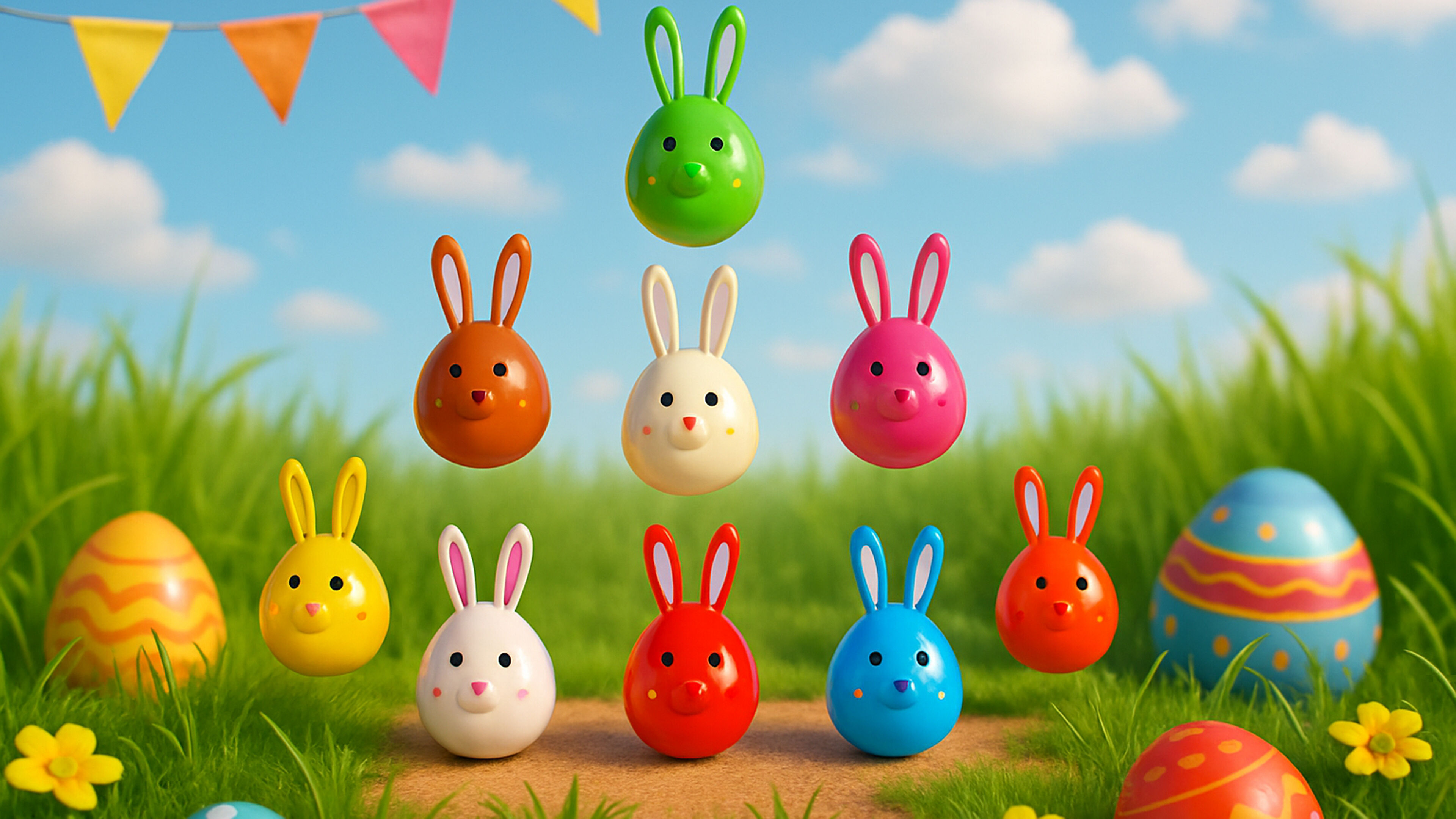 Easter Rabbit Eggs Low-poly 3D model_1