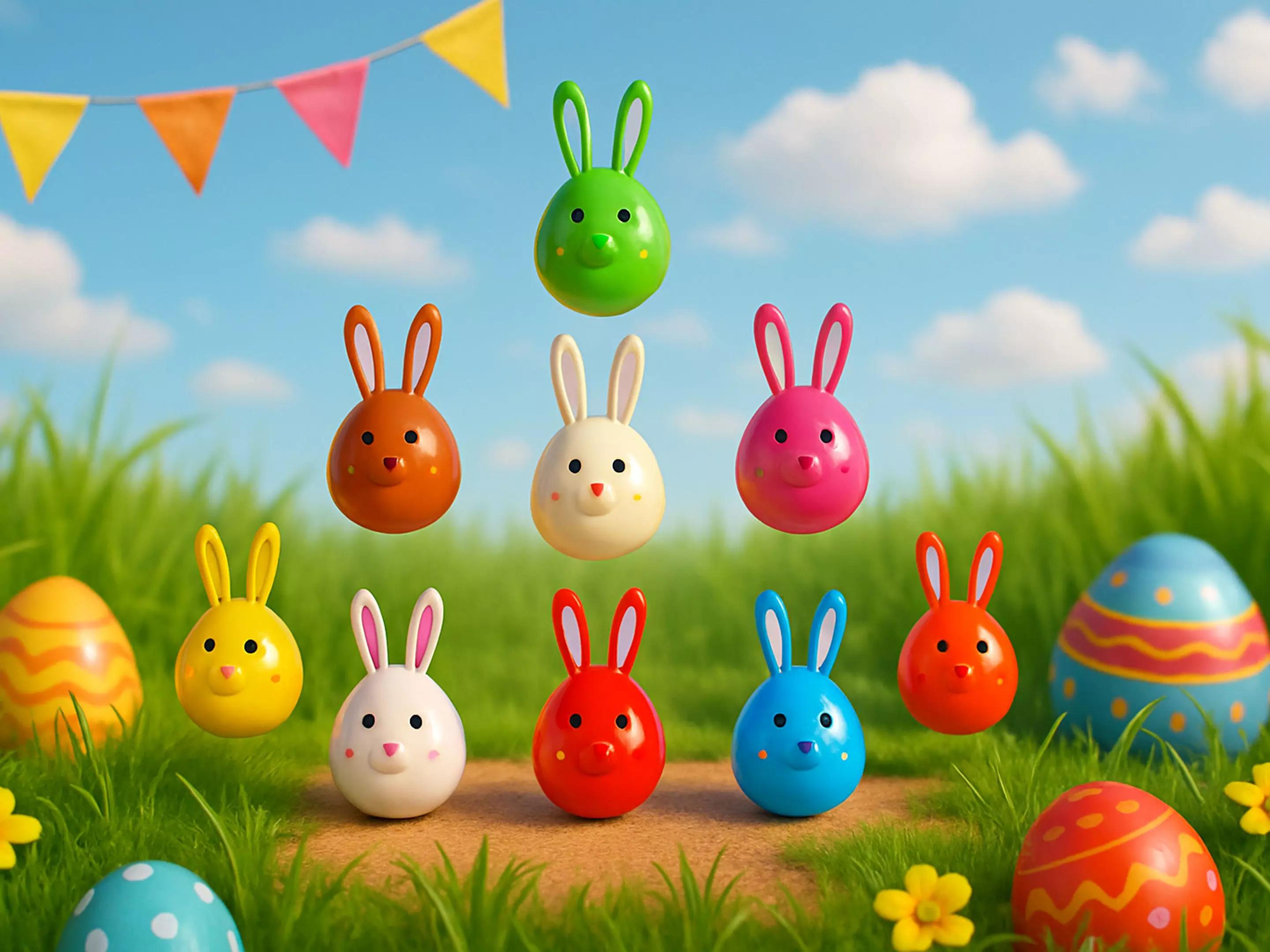 Easter Rabbit Eggs Low-poly 3D model_0