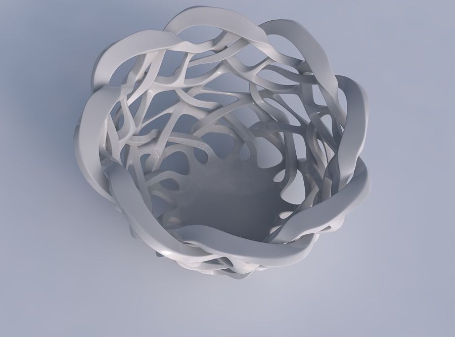 Bowl cylindrical with interlacing sharp edged lattice squeeze... 3D print model_1