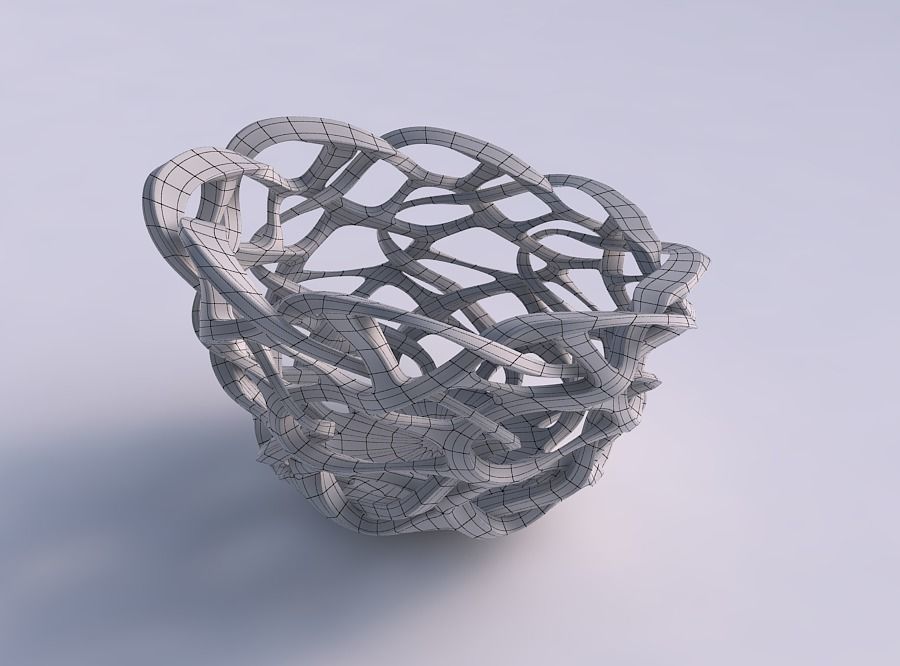 Bowl cylindrical with interlacing sharp edged lattice squeeze... 3D print model_5