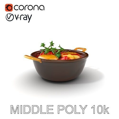 Shakshuka Poached Eggs in Tomato Sauce model pack Low-poly 3D model