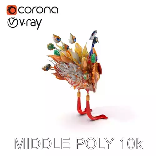 Chinese Opera Headdress Peacock Feathers model pack