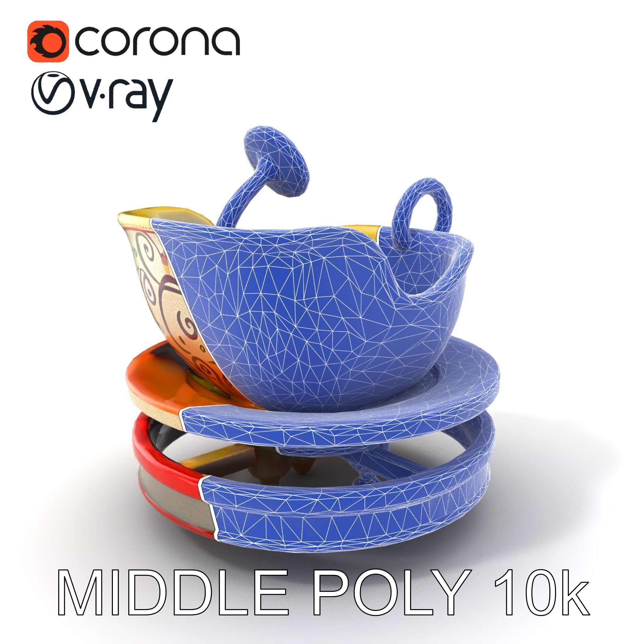 Spinning Teacup Ride Car Whimsical Design model pack Low-poly 3D model_6