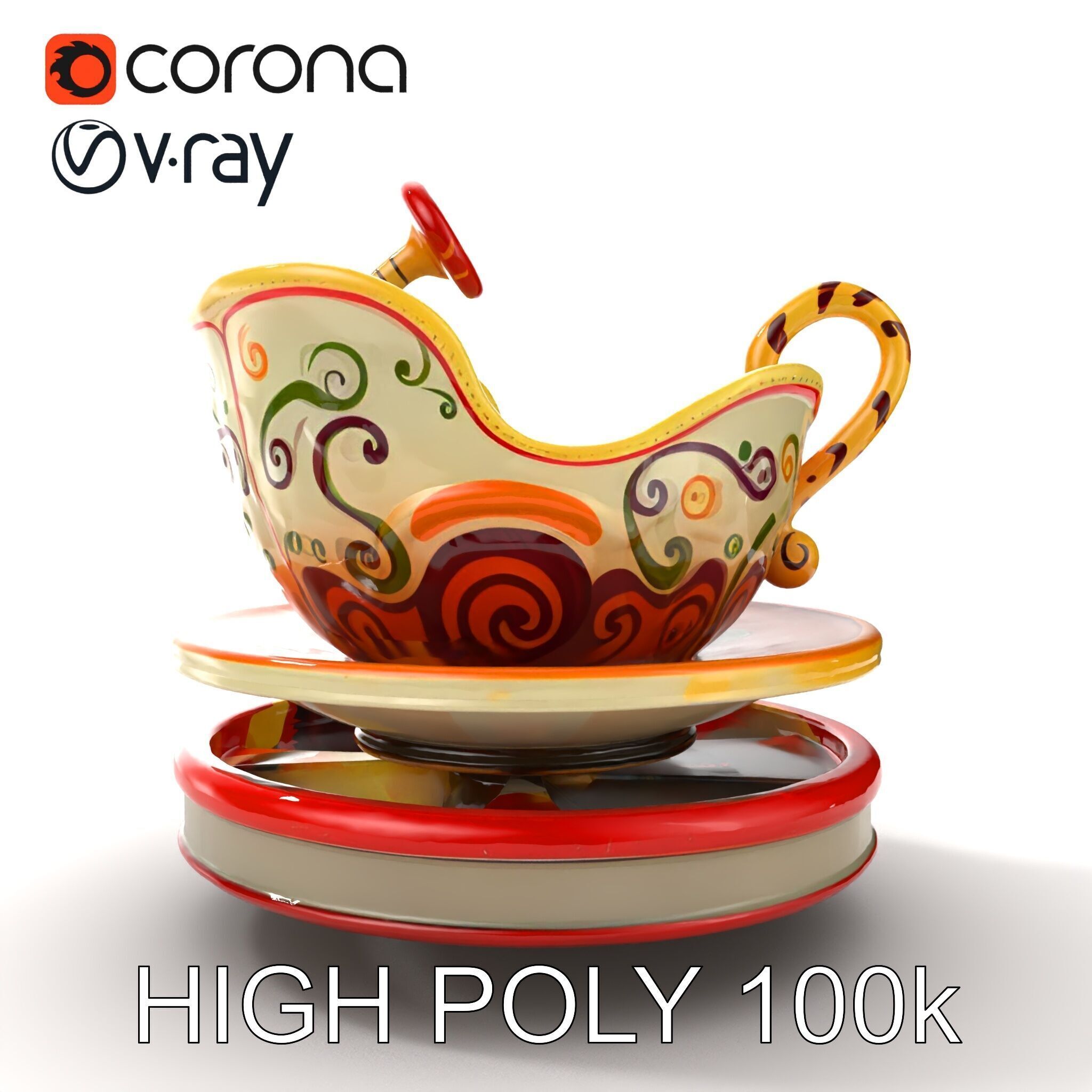 Spinning Teacup Ride Car Whimsical Design model pack Low-poly 3D model_25