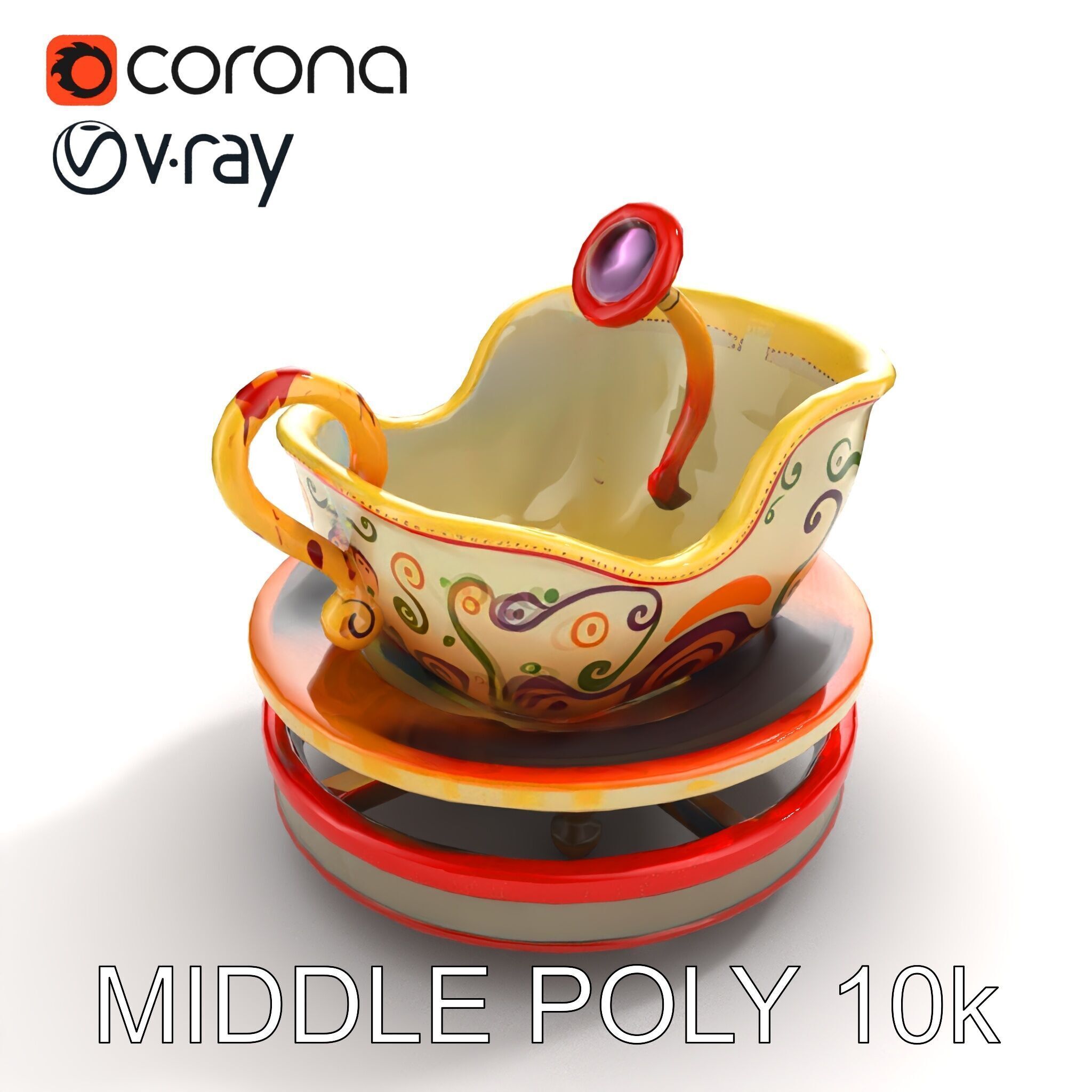 Spinning Teacup Ride Car Whimsical Design model pack Low-poly 3D model_8