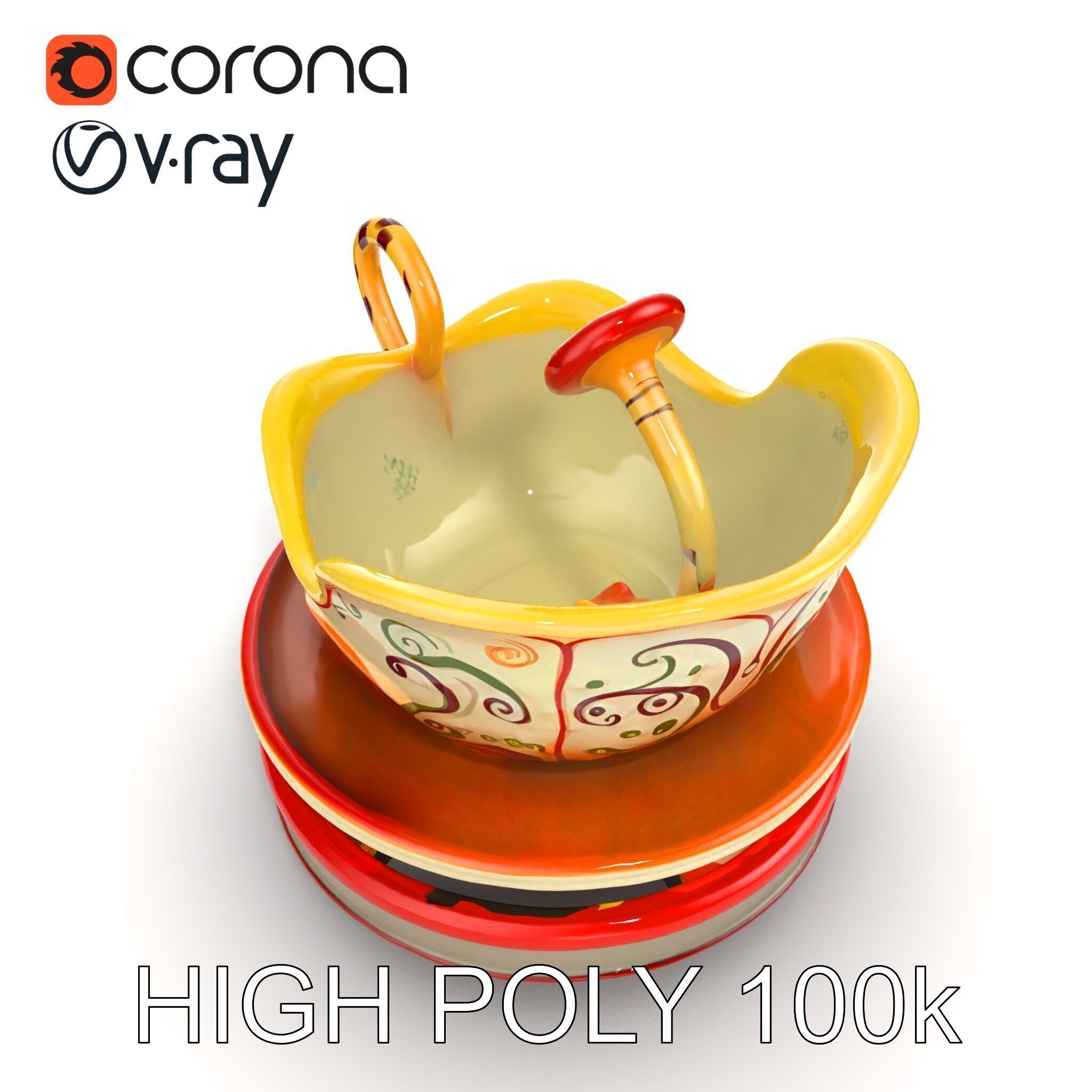 Spinning Teacup Ride Car Whimsical Design model pack Low-poly 3D model_14