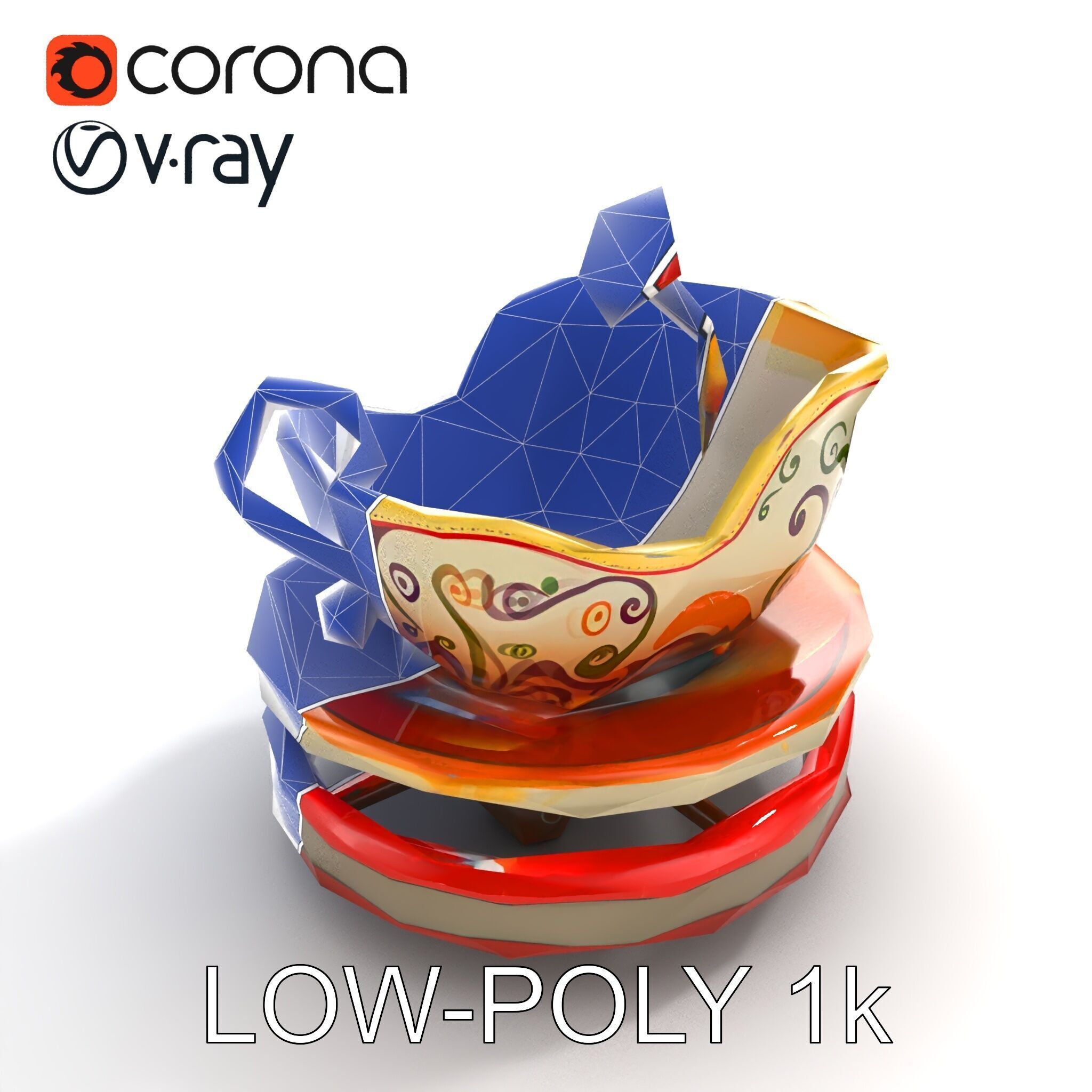 Spinning Teacup Ride Car Whimsical Design model pack Low-poly 3D model_15