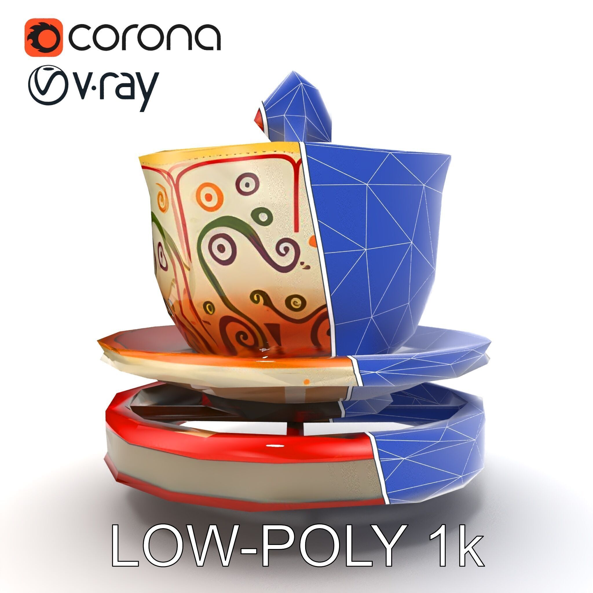 Spinning Teacup Ride Car Whimsical Design model pack Low-poly 3D model_20