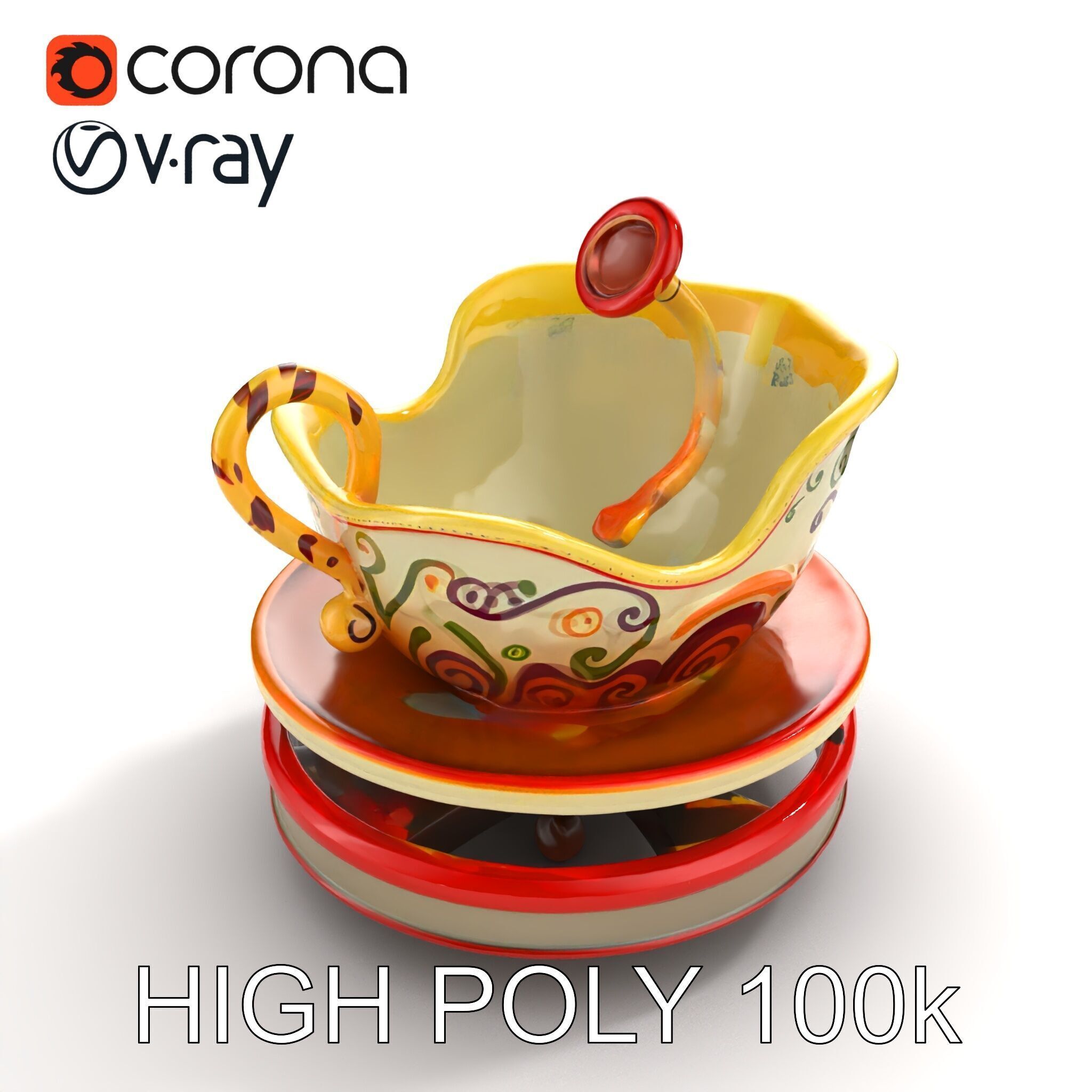 Spinning Teacup Ride Car Whimsical Design model pack Low-poly 3D model_11
