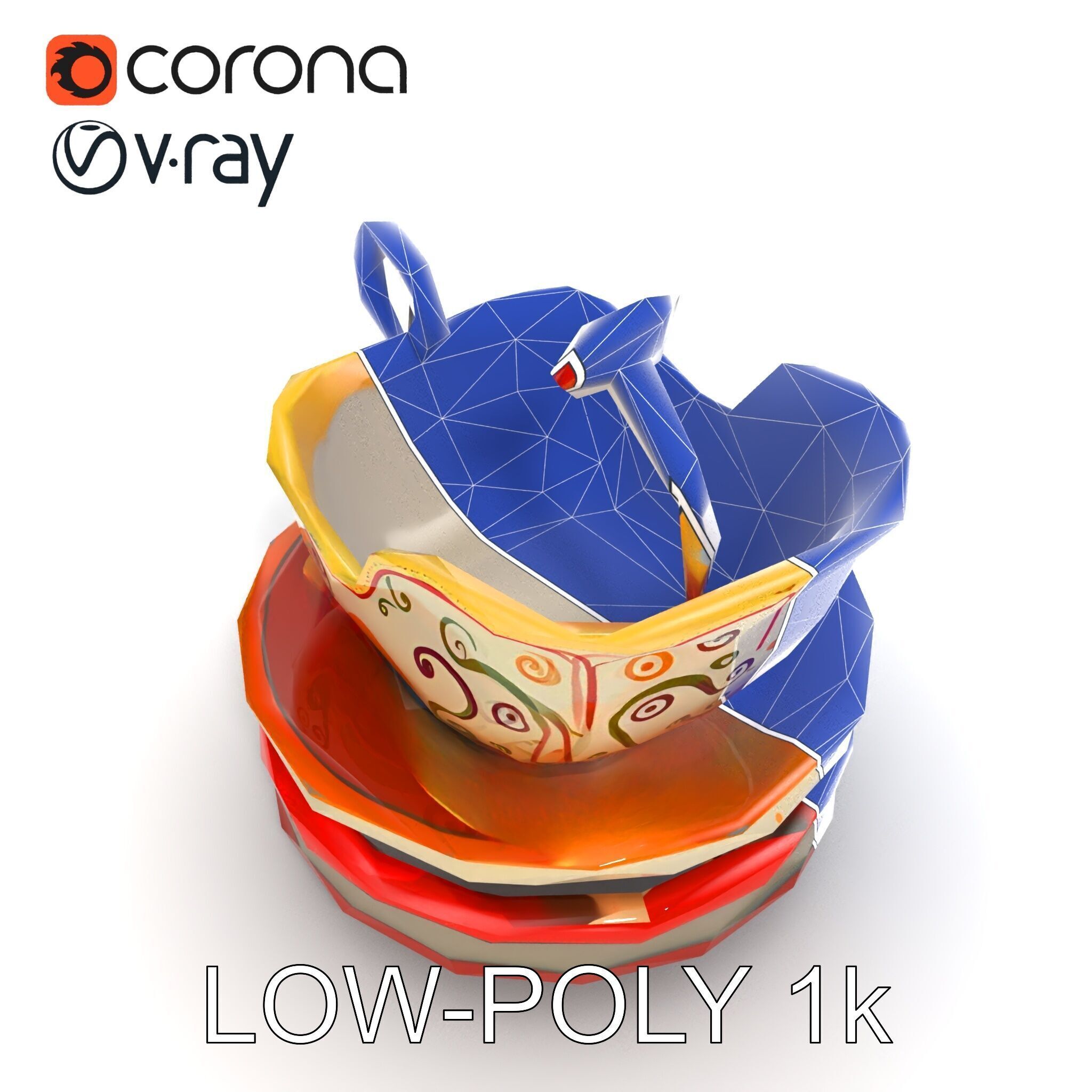Spinning Teacup Ride Car Whimsical Design model pack Low-poly 3D model_12