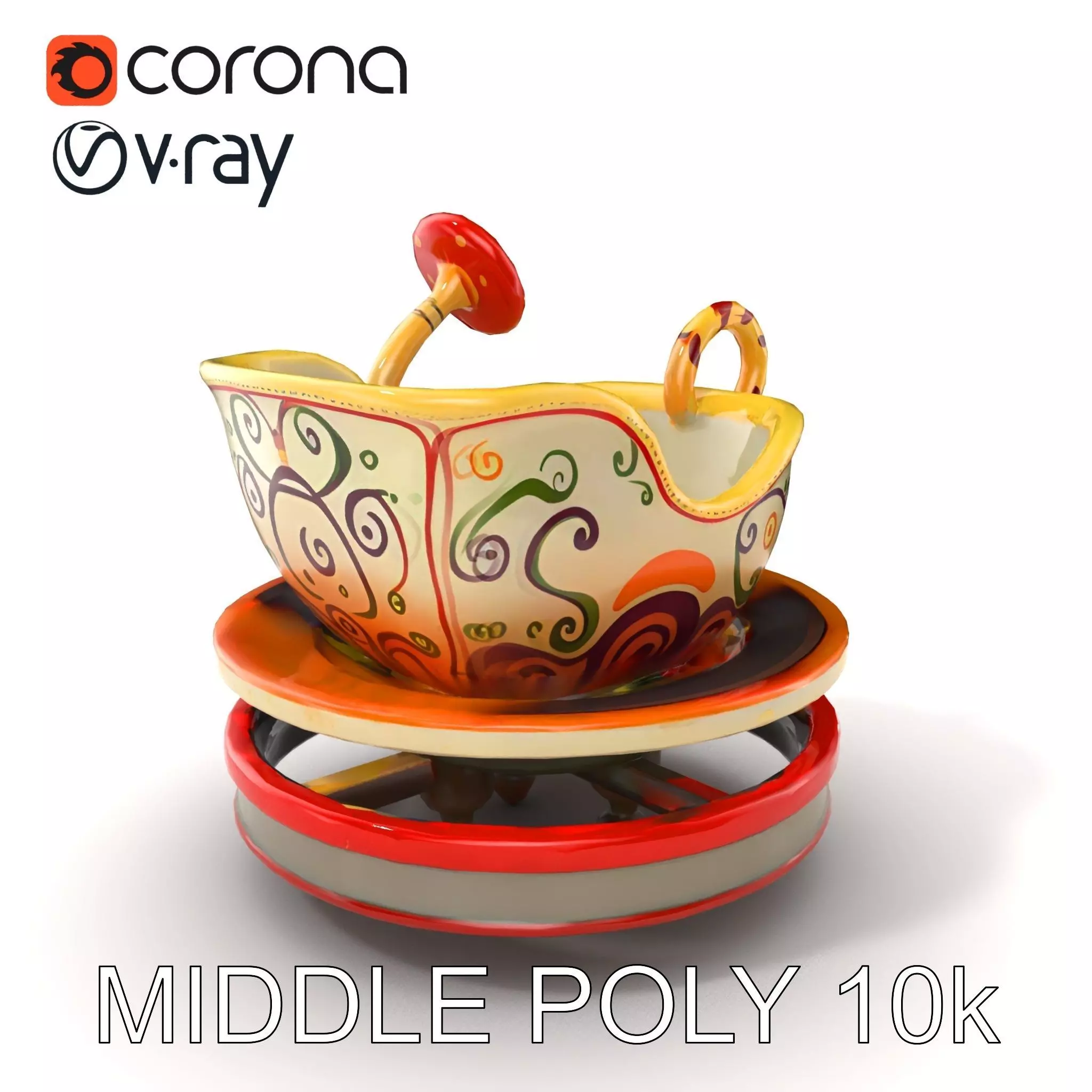 Spinning Teacup Ride Car Whimsical Design model pack Low-poly 3D model_0