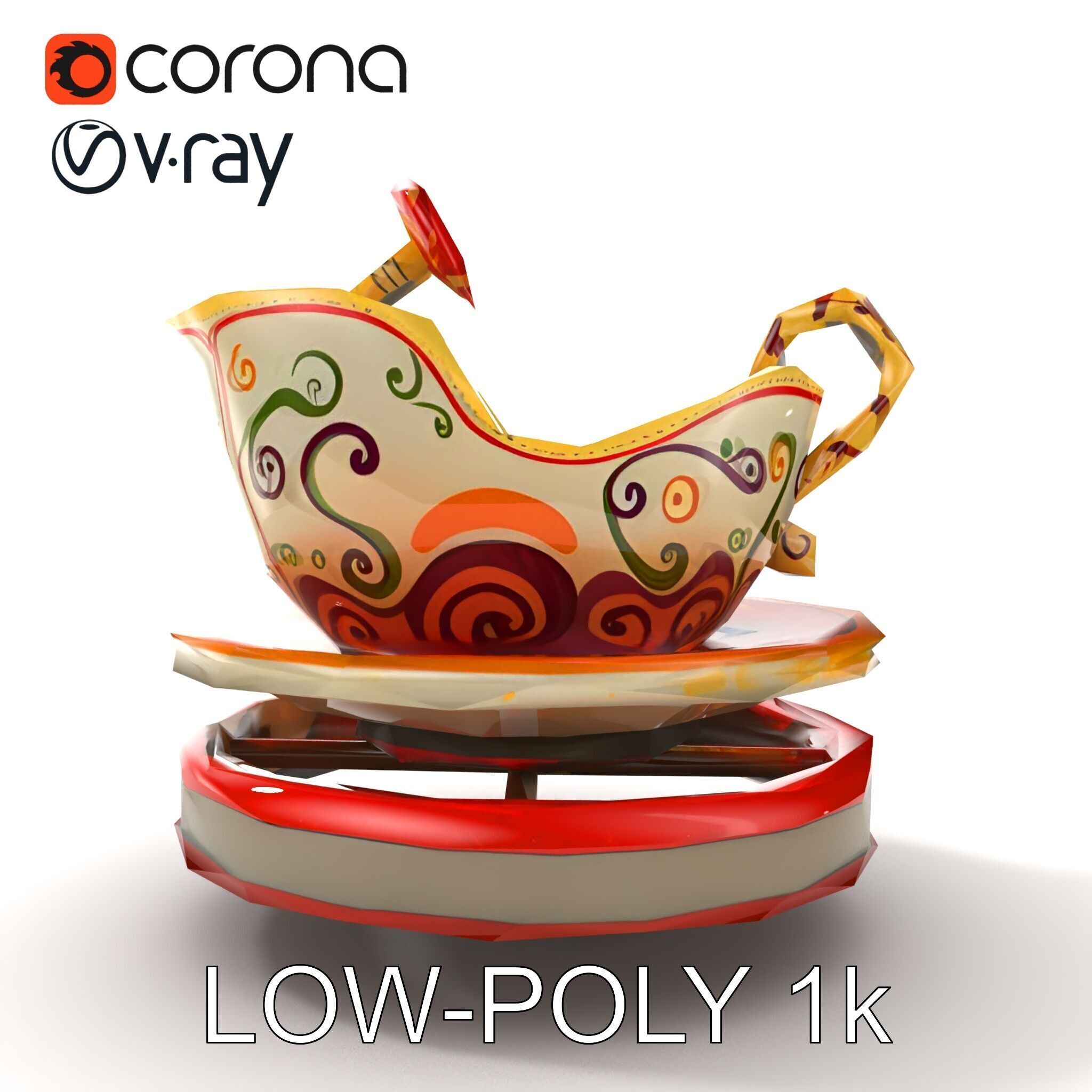 Spinning Teacup Ride Car Whimsical Design model pack Low-poly 3D model_30