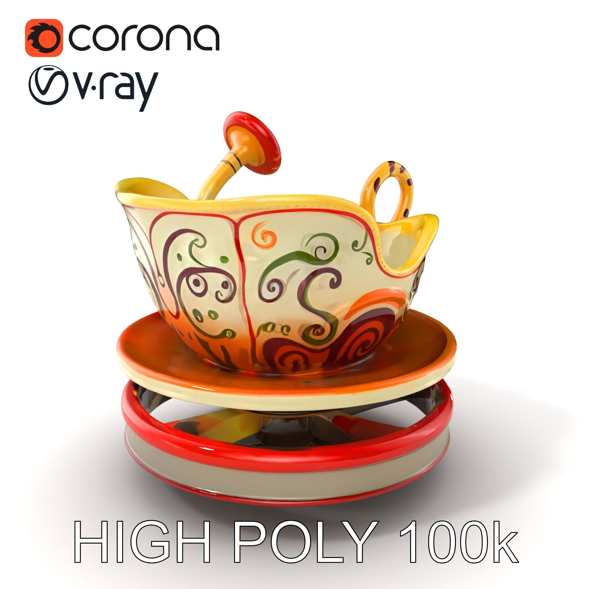 Spinning Teacup Ride Car Whimsical Design model pack Low-poly 3D model_2
