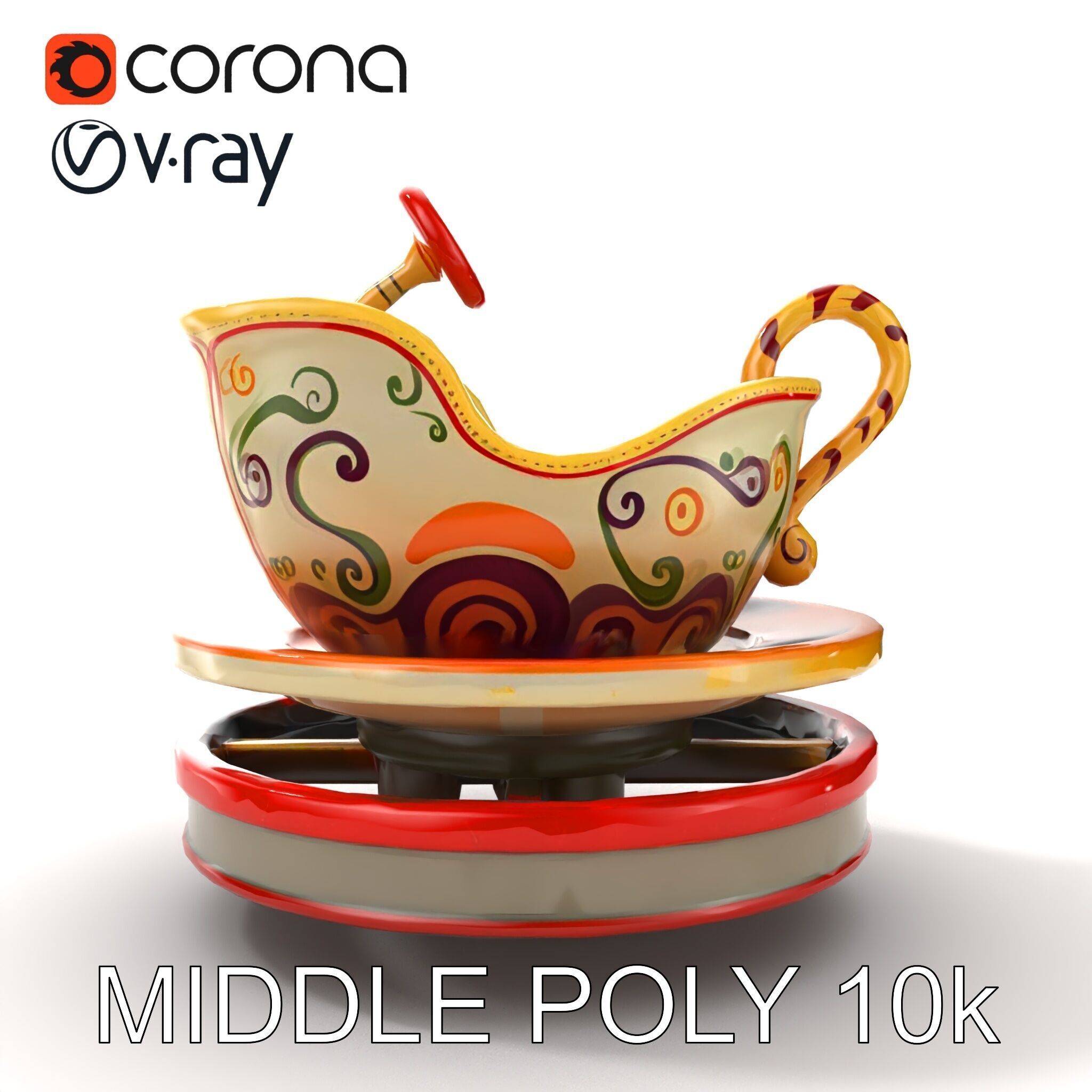 Spinning Teacup Ride Car Whimsical Design model pack Low-poly 3D model_23