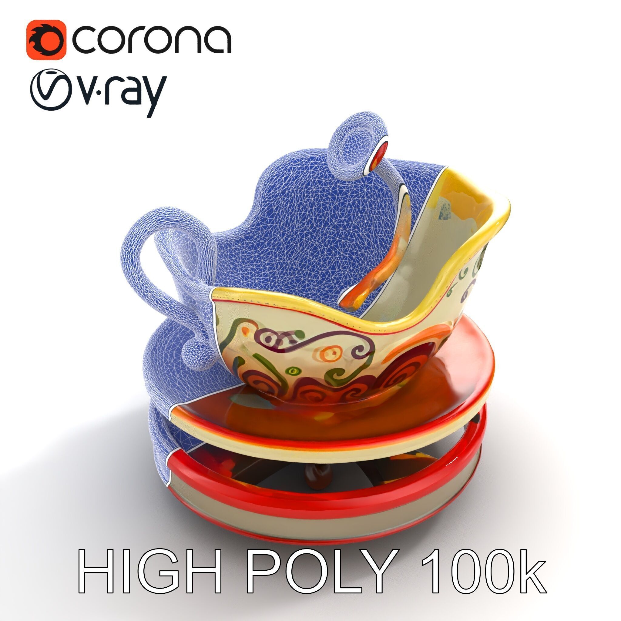 Spinning Teacup Ride Car Whimsical Design model pack Low-poly 3D model_17