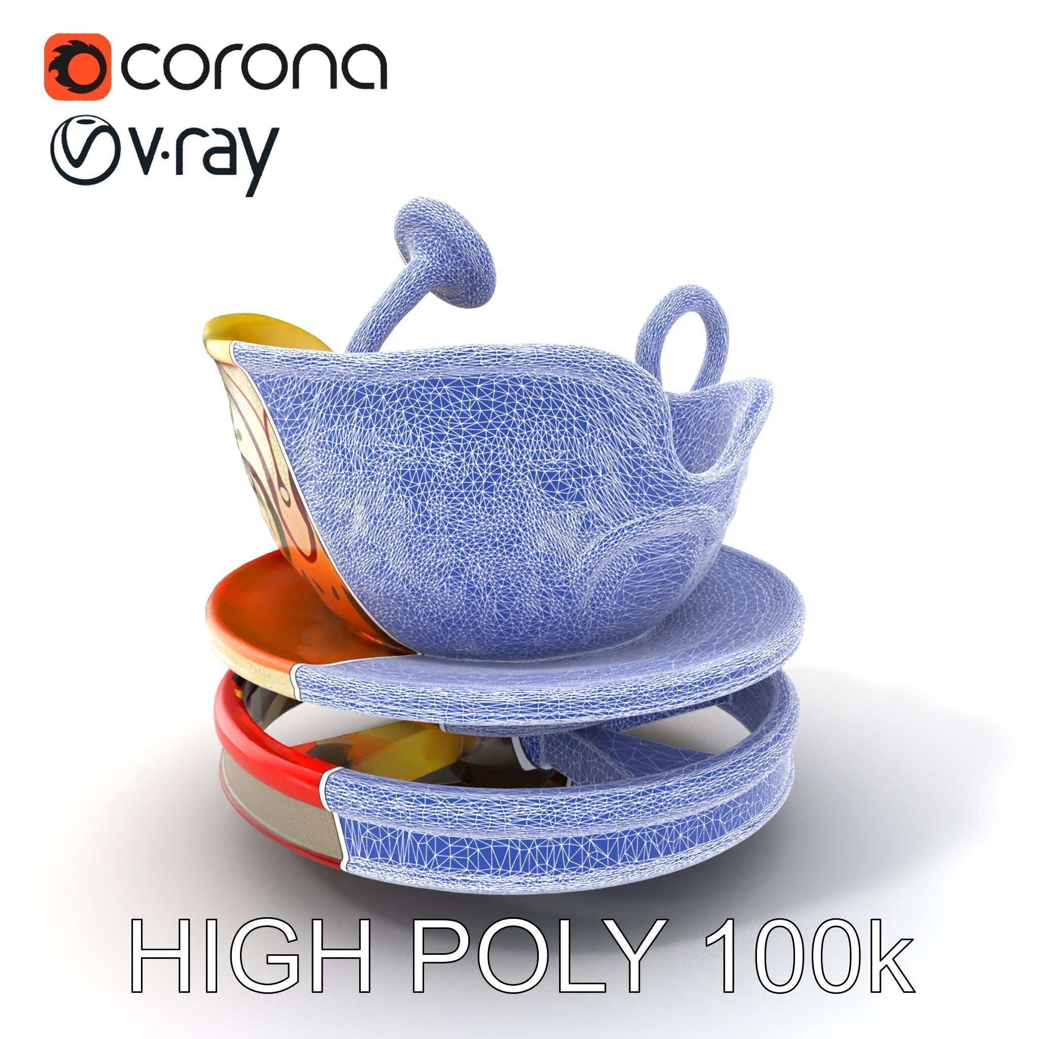 Spinning Teacup Ride Car Whimsical Design model pack Low-poly 3D model_10