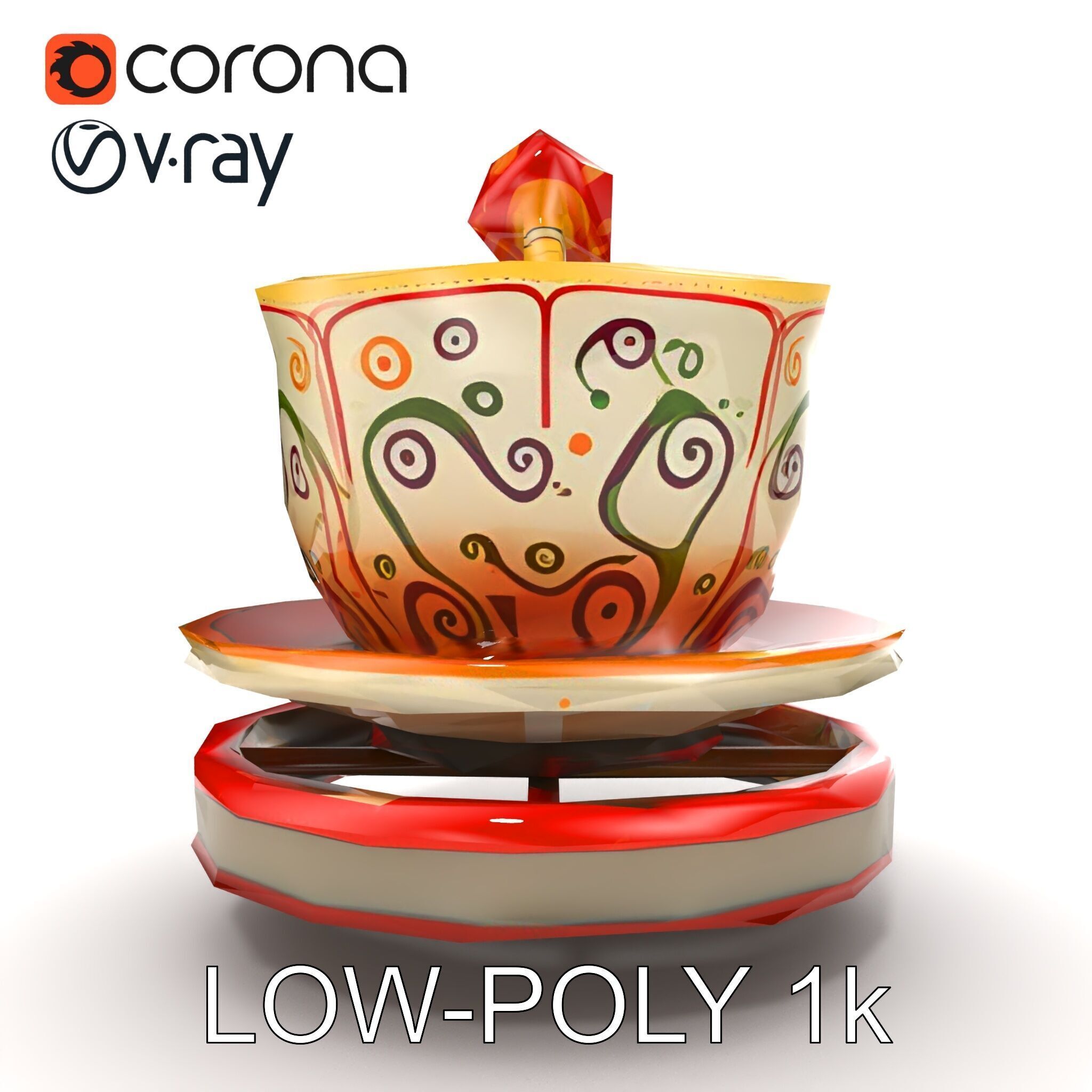 Spinning Teacup Ride Car Whimsical Design model pack Low-poly 3D model_16
