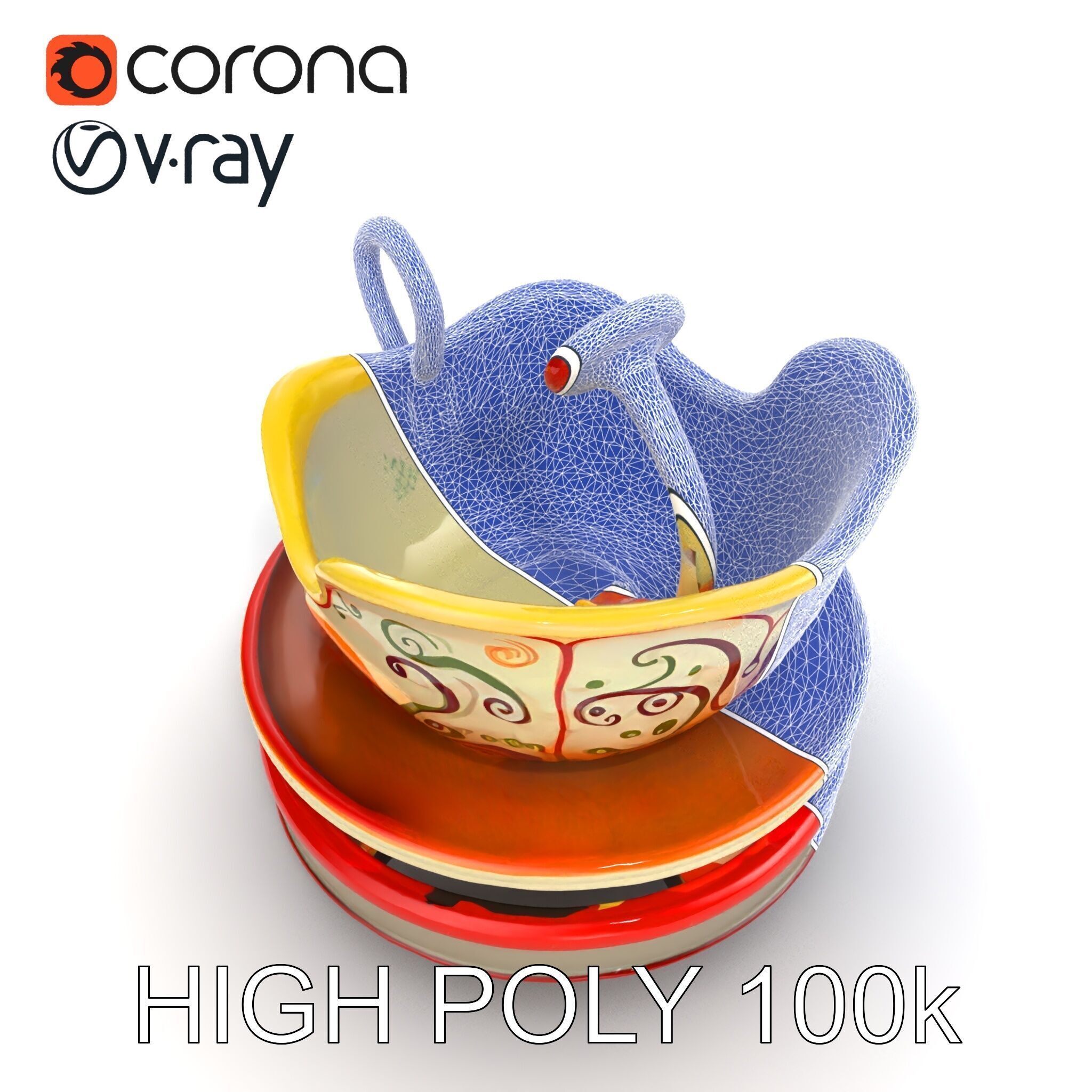 Spinning Teacup Ride Car Whimsical Design model pack Low-poly 3D model_32