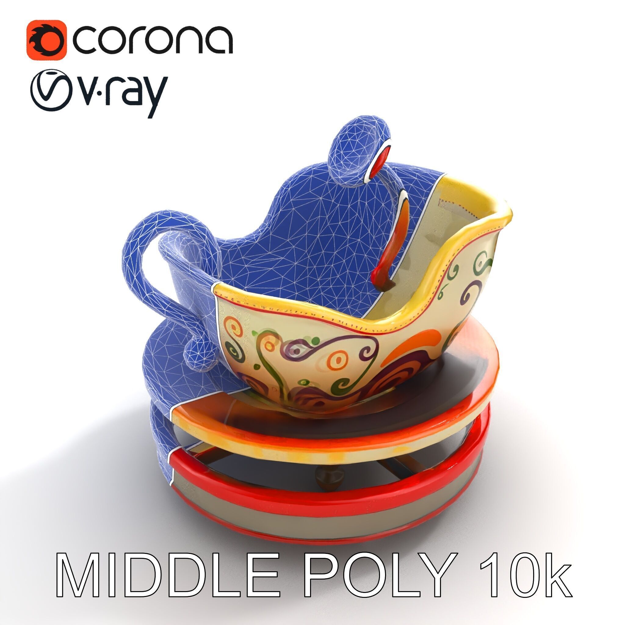 Spinning Teacup Ride Car Whimsical Design model pack Low-poly 3D model_26
