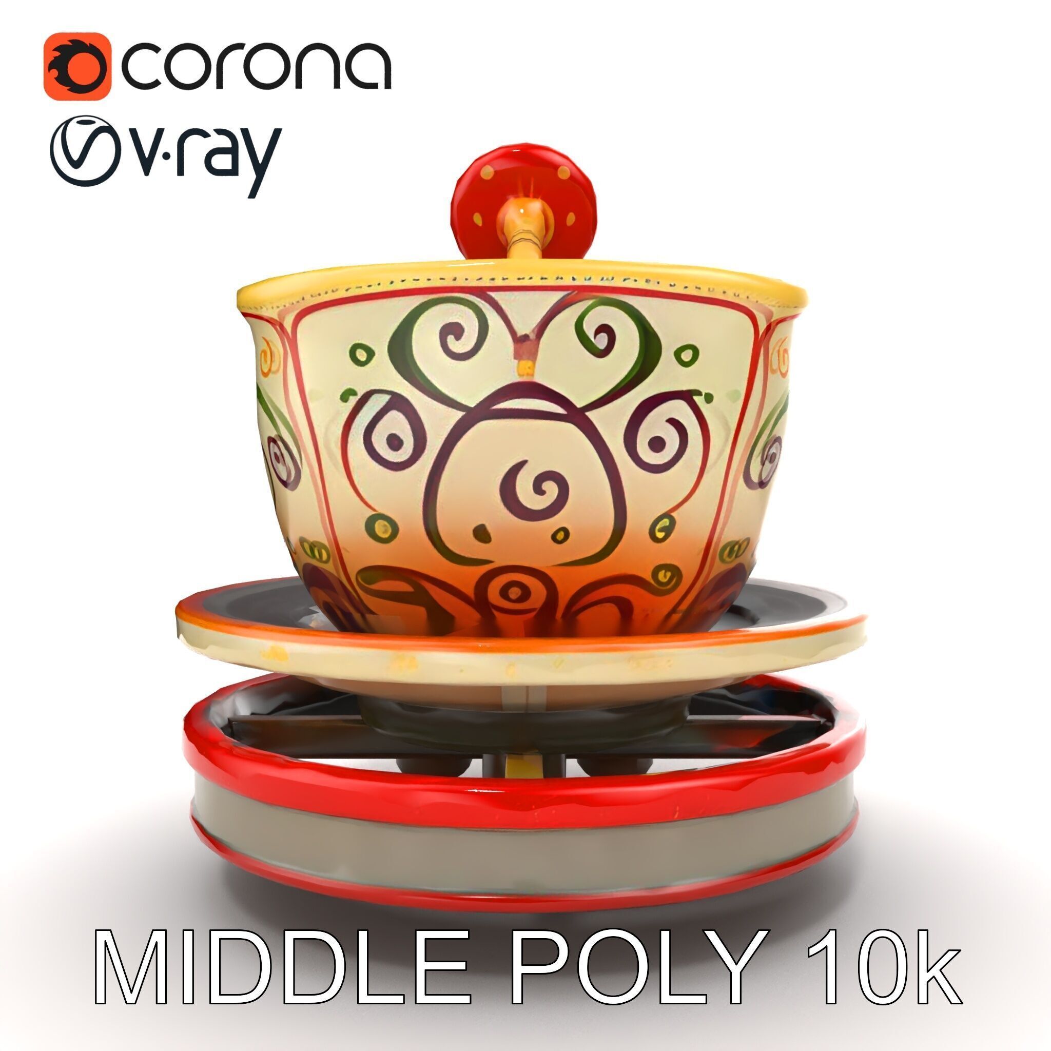 Spinning Teacup Ride Car Whimsical Design model pack Low-poly 3D model_22