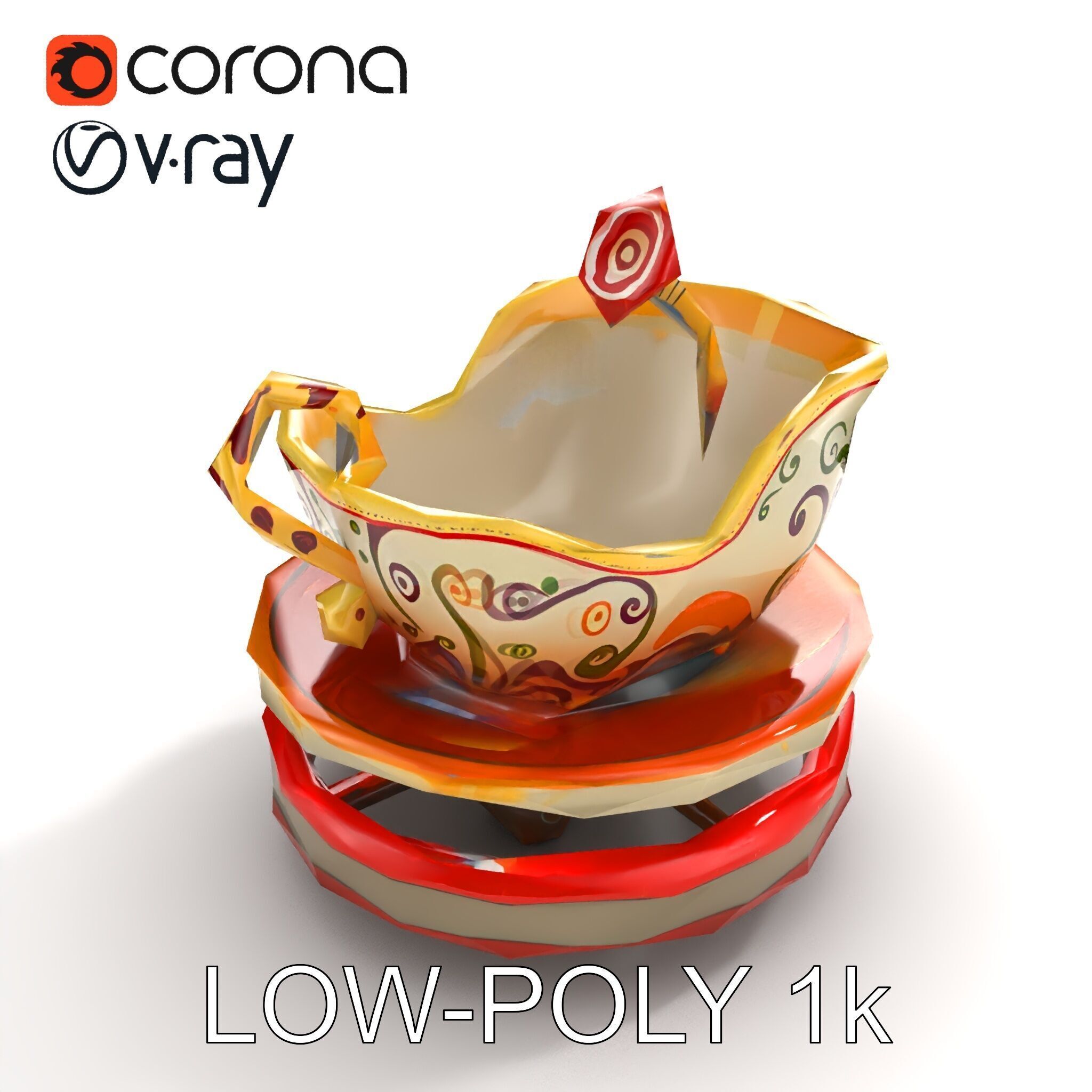 Spinning Teacup Ride Car Whimsical Design model pack Low-poly 3D model_9