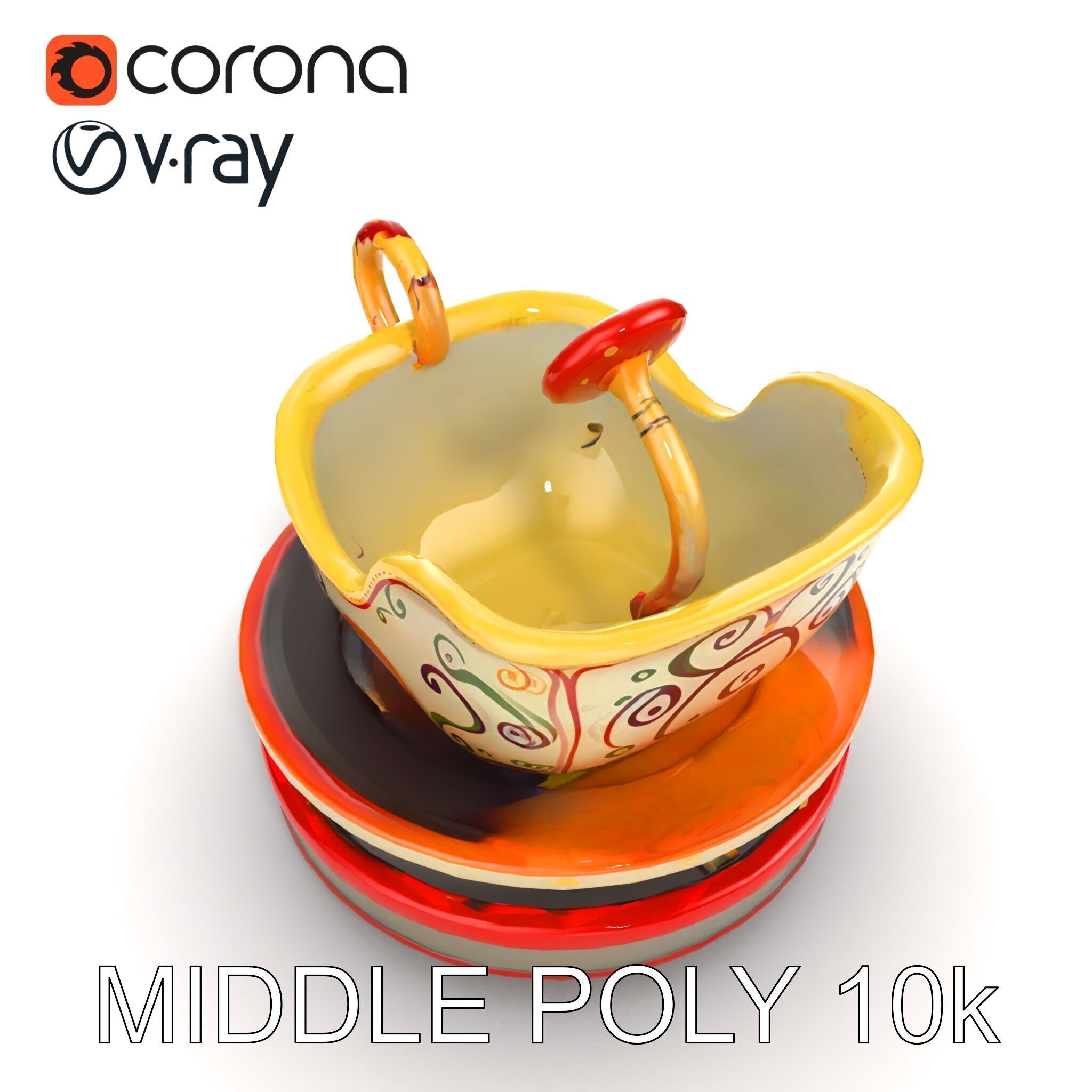 Spinning Teacup Ride Car Whimsical Design model pack Low-poly 3D model_13