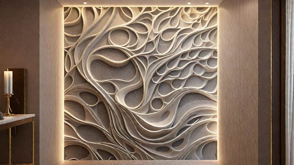 modern panel wall decor set wall relief mural CNC 138  3D model_4