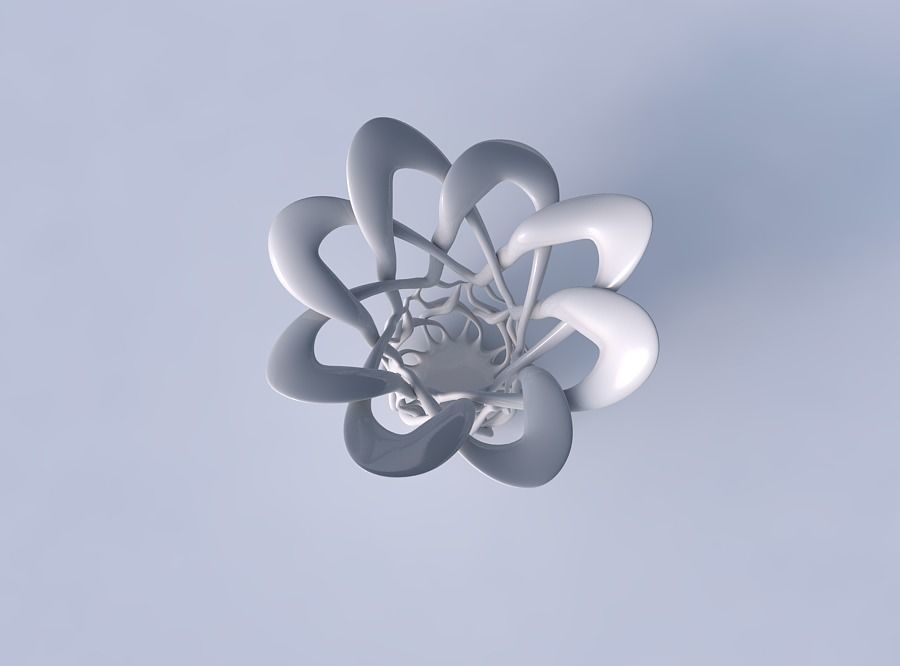 Bowl cylindrical with interlacing lattice streched and wavy top 3D print model_2