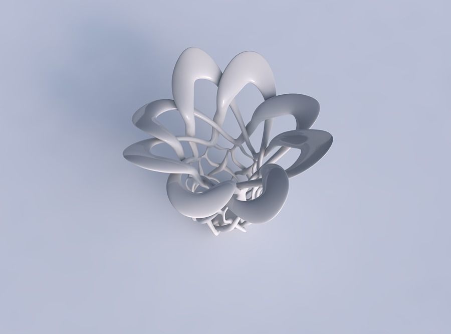 Bowl cylindrical with interlacing lattice streched and wavy top 3D print model_1