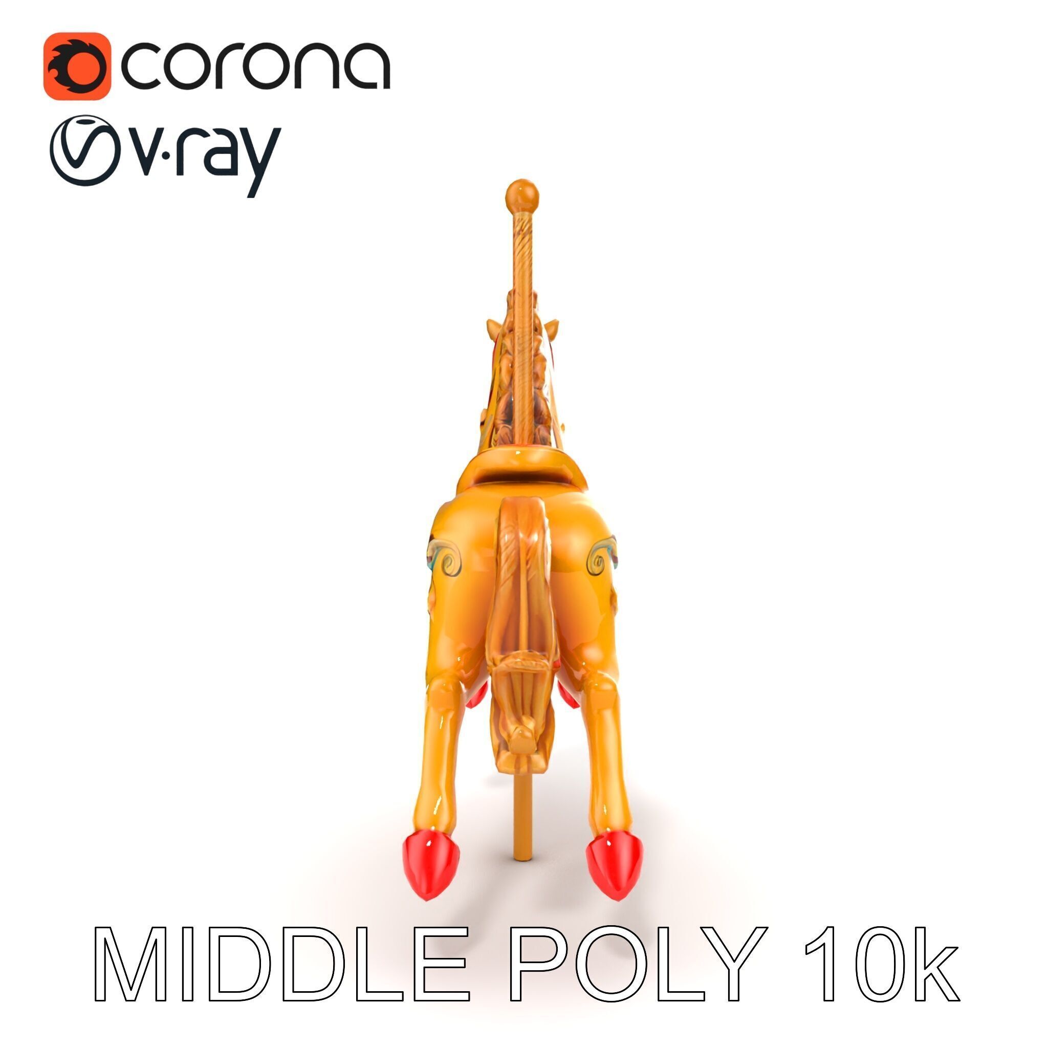 Vintage Carousel Horse Sculpture model pack Low-poly 3D model_20