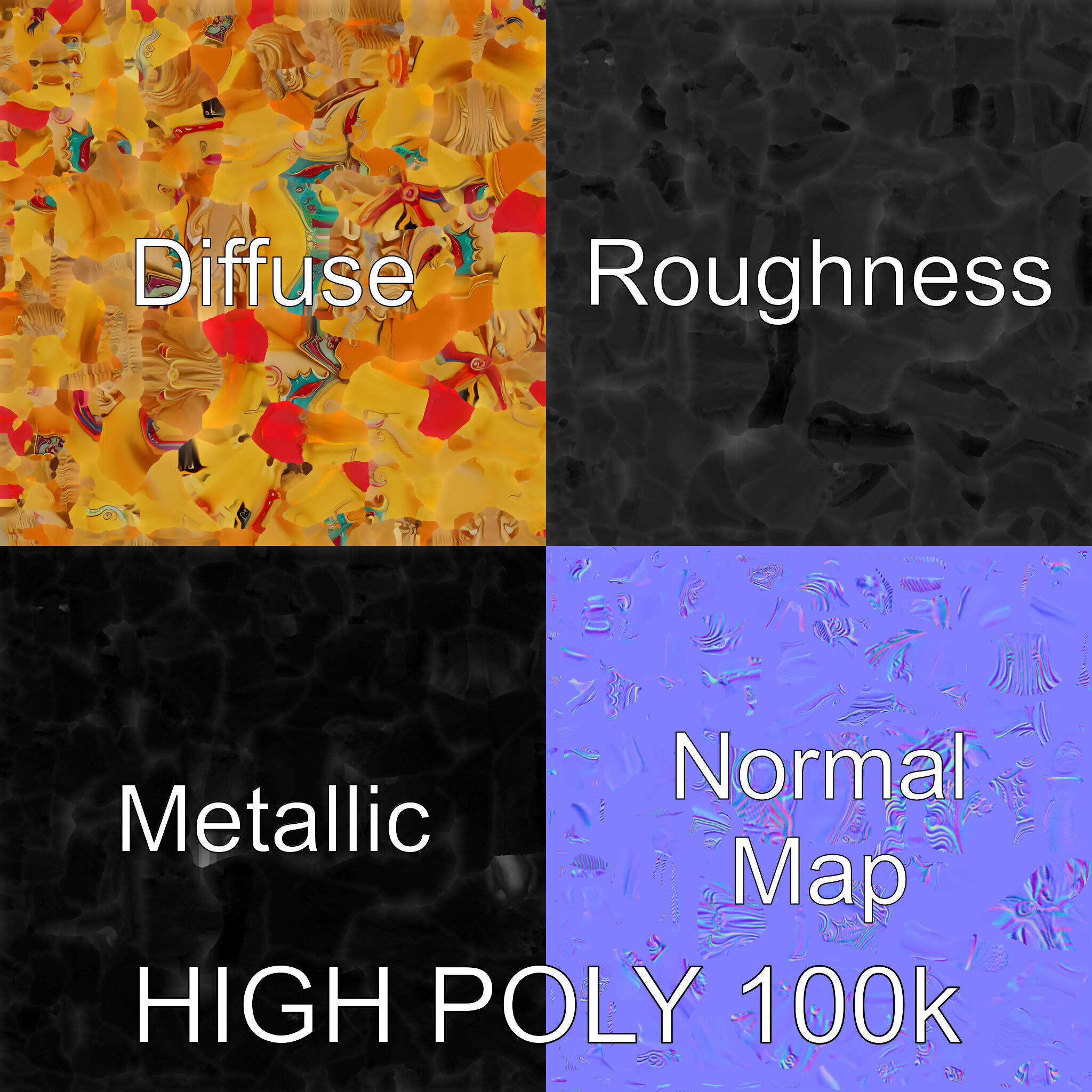 Vintage Carousel Horse Sculpture model pack Low-poly 3D model_3