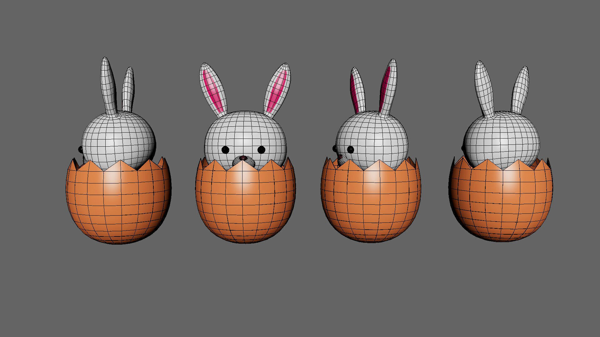 Easter Rabbit Eggs 02 Low-poly 3D model_7