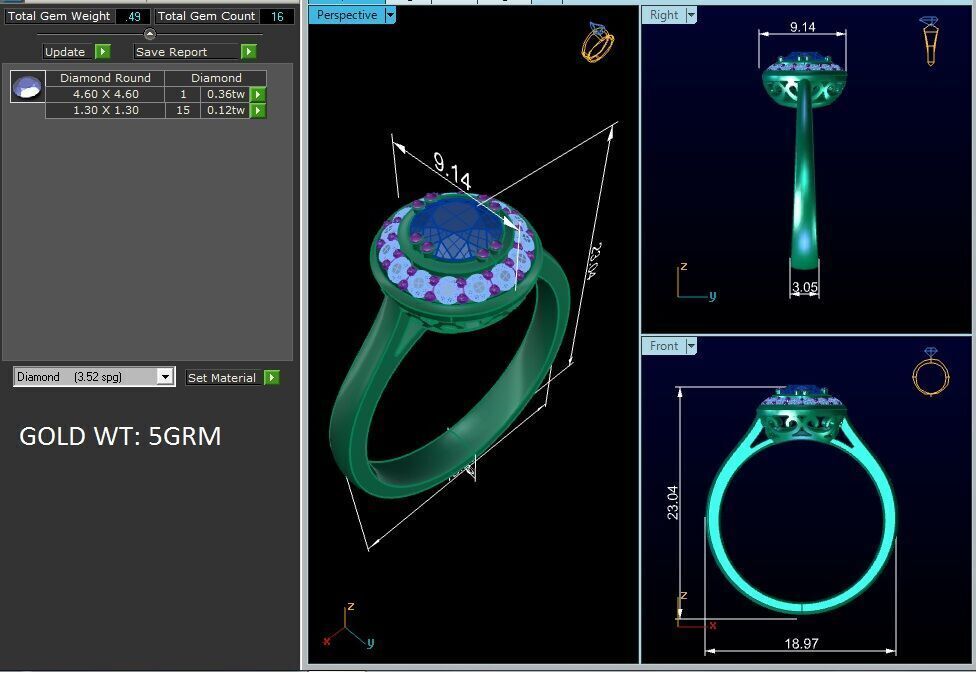 Women Ring Render 3dm STL OBJ FBX Details 3D print model_5