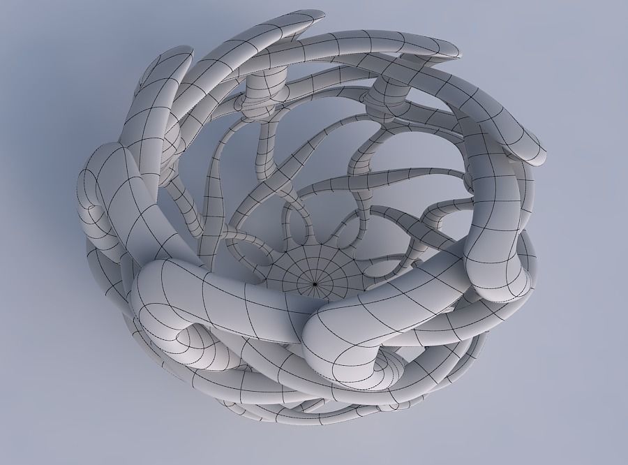 Bowl cylindrical with interlacing lattice twisted and squeezed 2 3D model_6