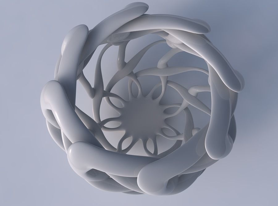 Bowl cylindrical with interlacing lattice twisted and squeezed 2 3D model_2