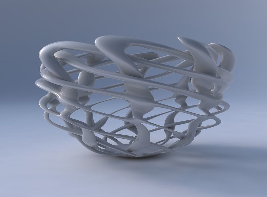 Bowl cylindrical with interlacing lattice twisted and squeezed 2 3D model_4