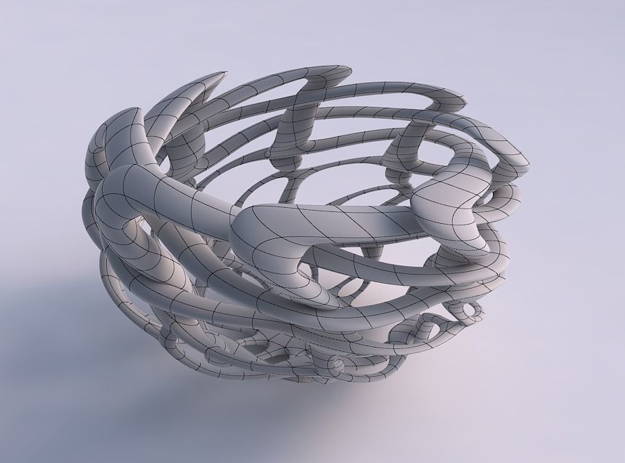 Bowl cylindrical with interlacing lattice twisted and squeezed 2 3D model_5