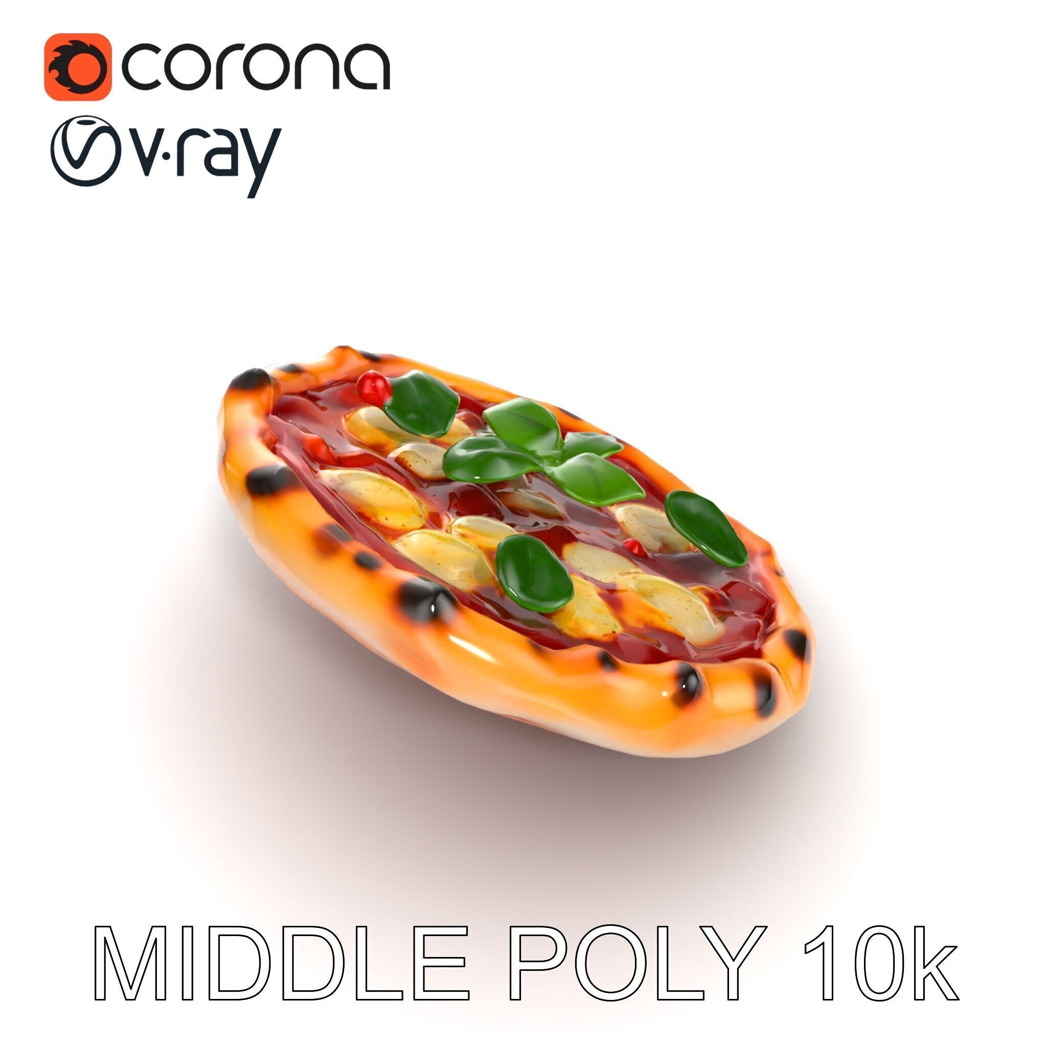 Neapolitan Pizza Model Pack with Charred Edges Low-poly 3D model_24