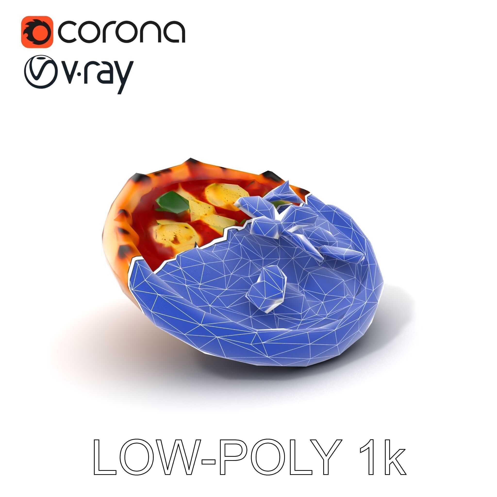 Neapolitan Pizza Model Pack with Charred Edges Low-poly 3D model_7