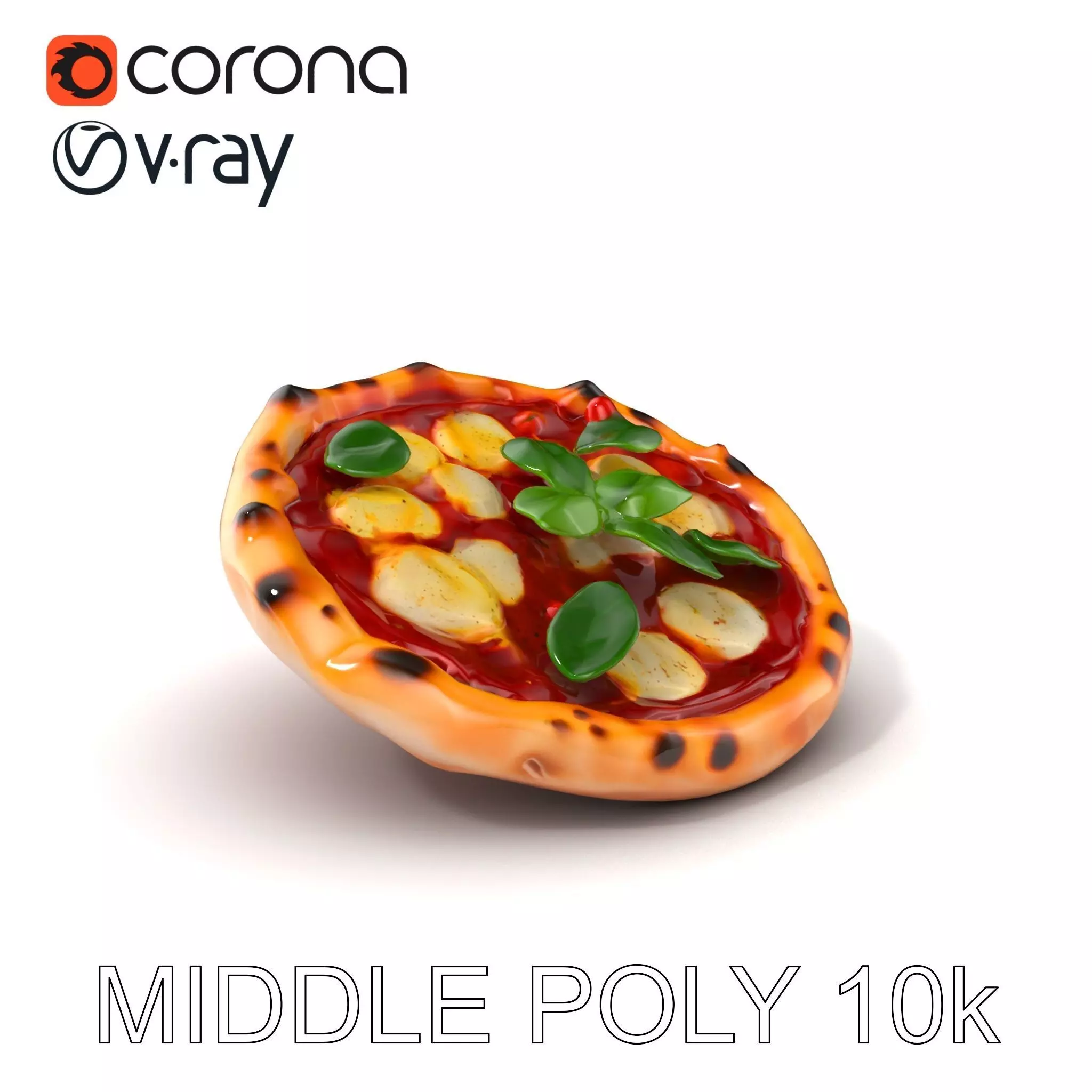 Neapolitan Pizza Model Pack with Charred Edges Low-poly 3D model_0