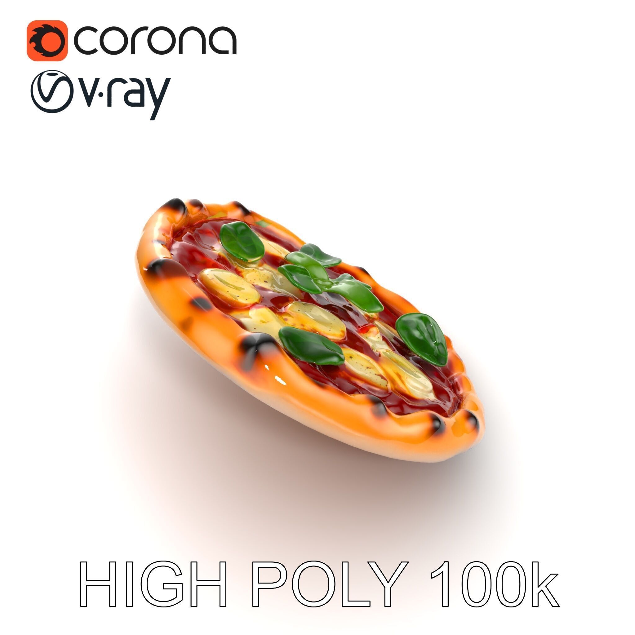 Neapolitan Pizza Model Pack with Charred Edges Low-poly 3D model_25